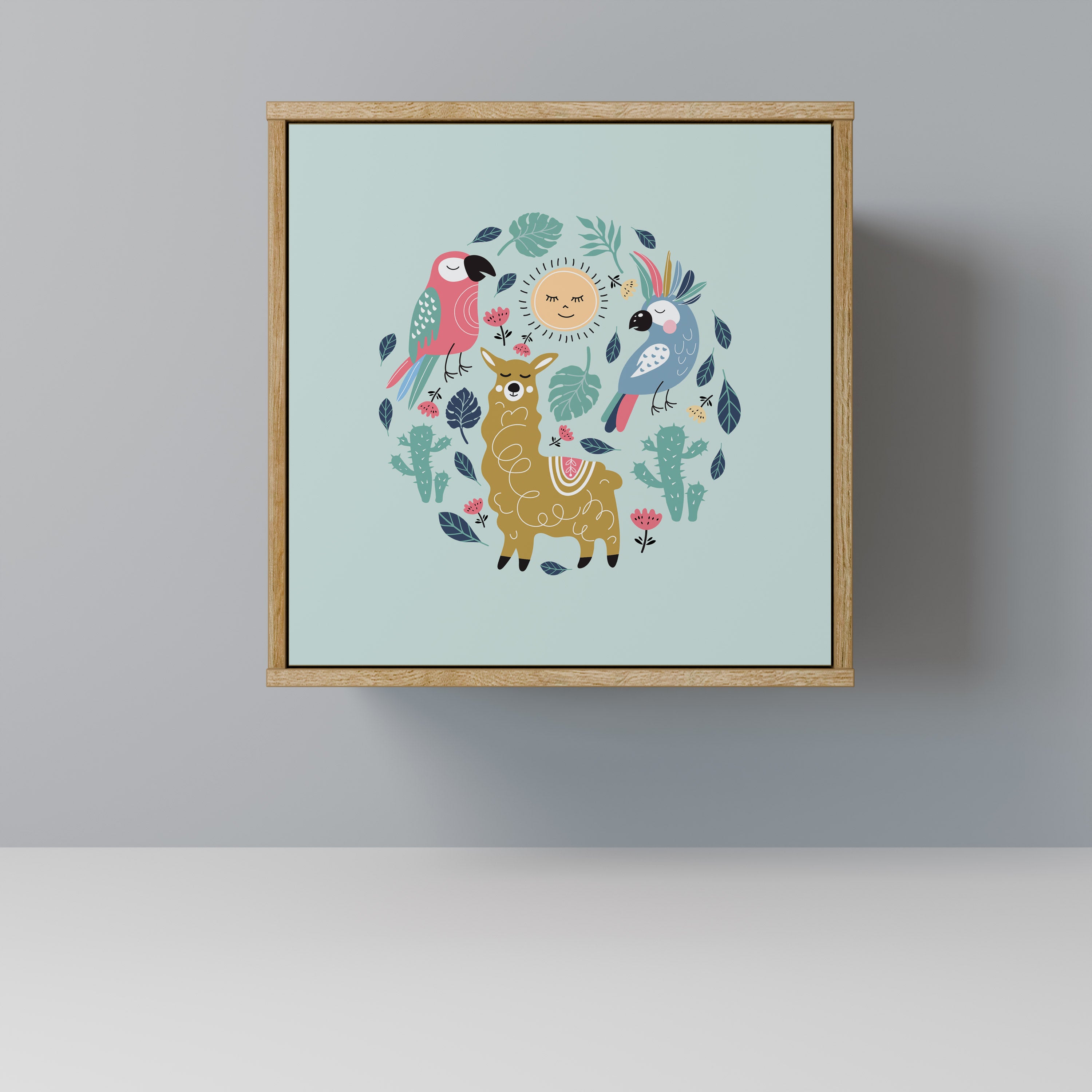 COLORFUL ALPACAS 1-Door Sideboard in Oak Effect