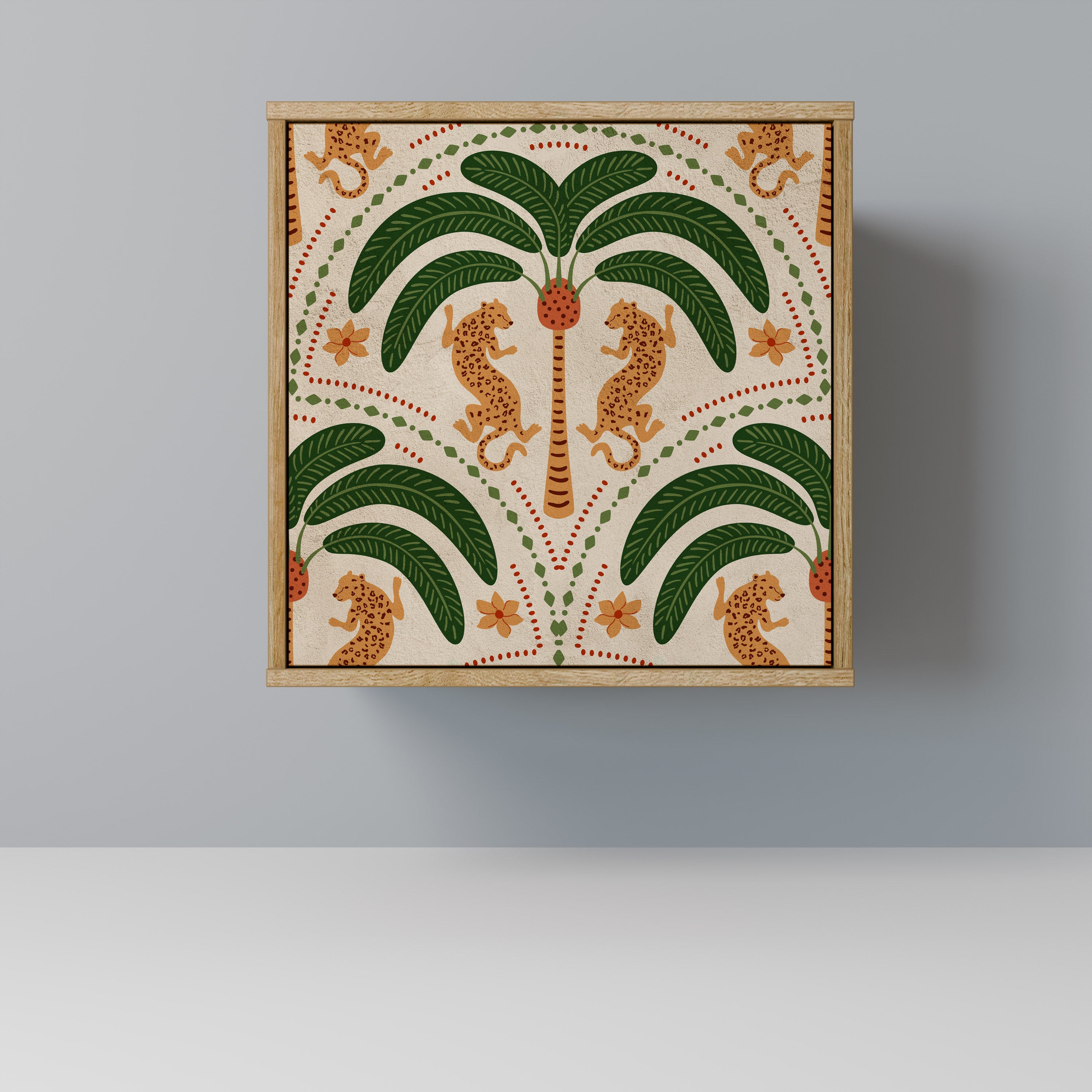 DANCING PREDATORS 1-Door Sideboard in Oak Effect