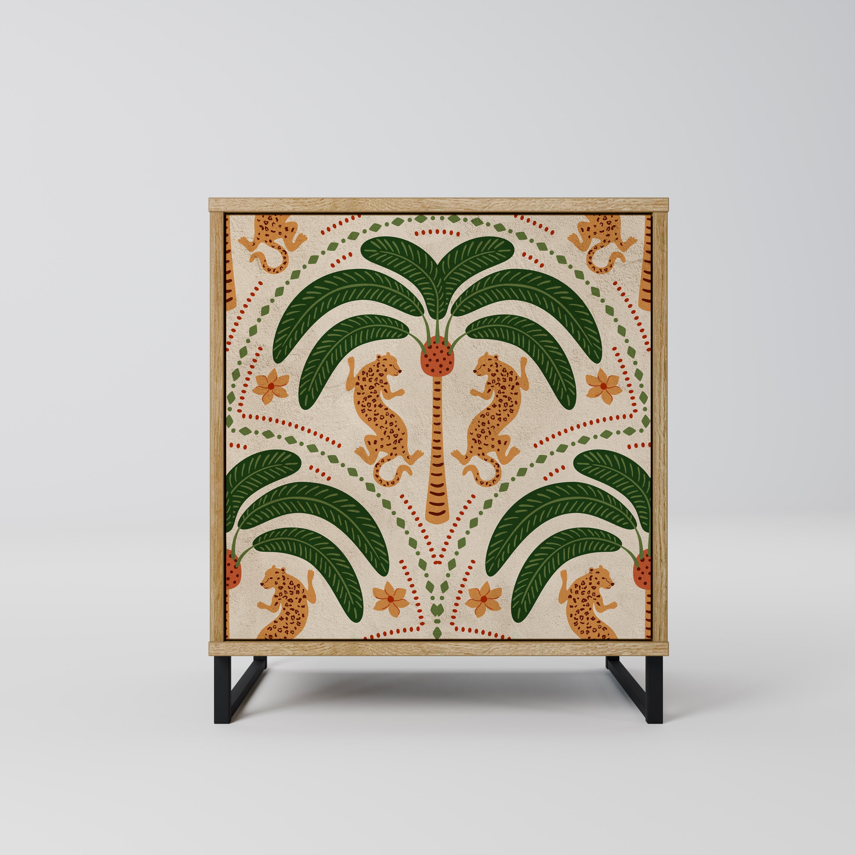 DANCING PREDATORS 1-Door Sideboard in Oak Effect