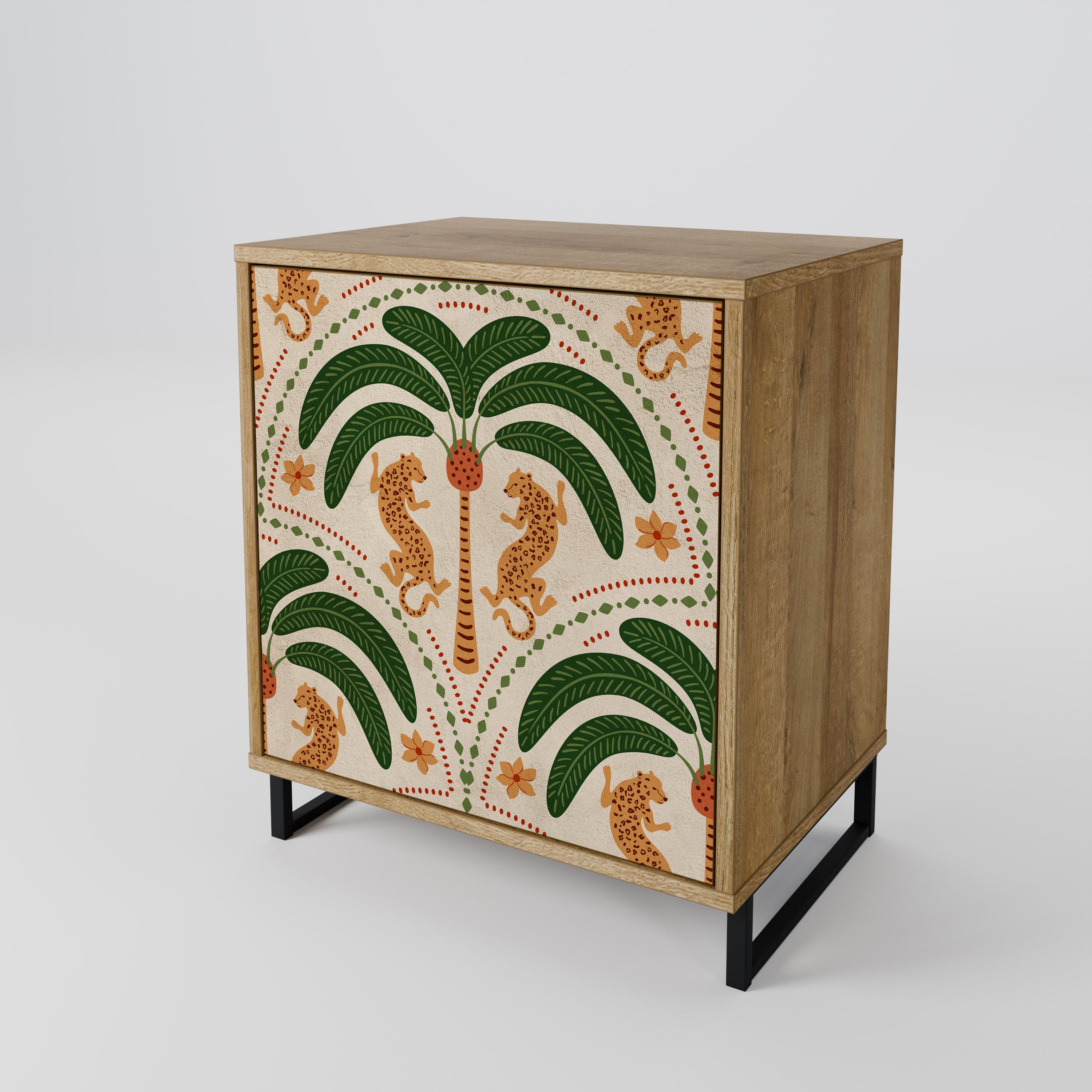 DANCING PREDATORS 1-Door Sideboard in Oak Effect