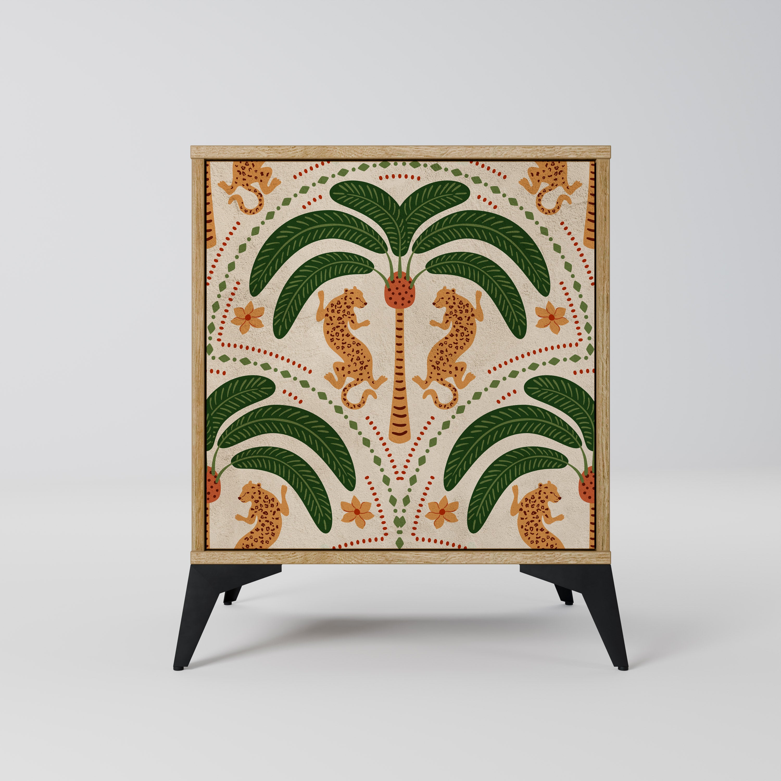 DANCING PREDATORS 1-Door Sideboard in Oak Effect