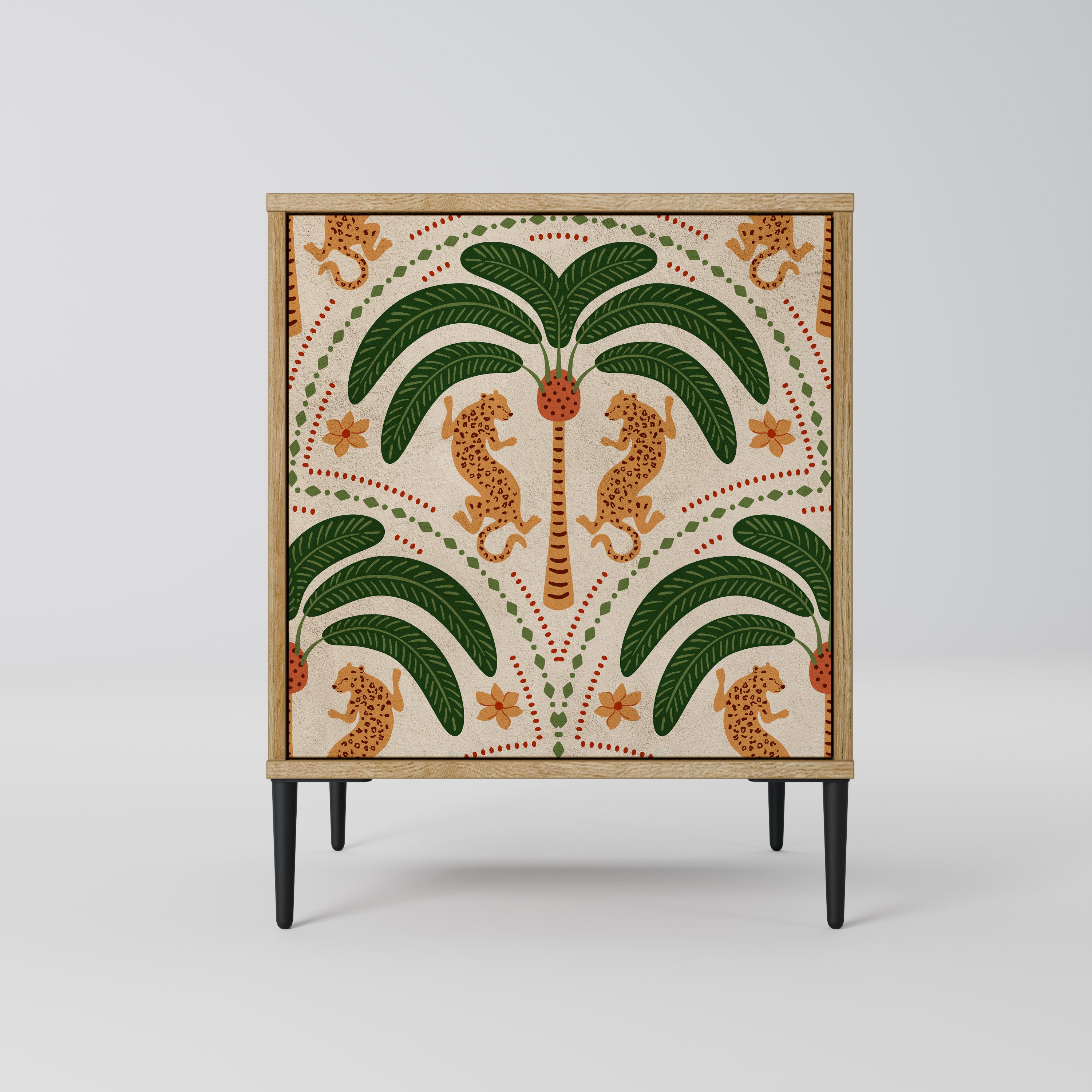 DANCING PREDATORS 1-Door Sideboard in Oak Effect