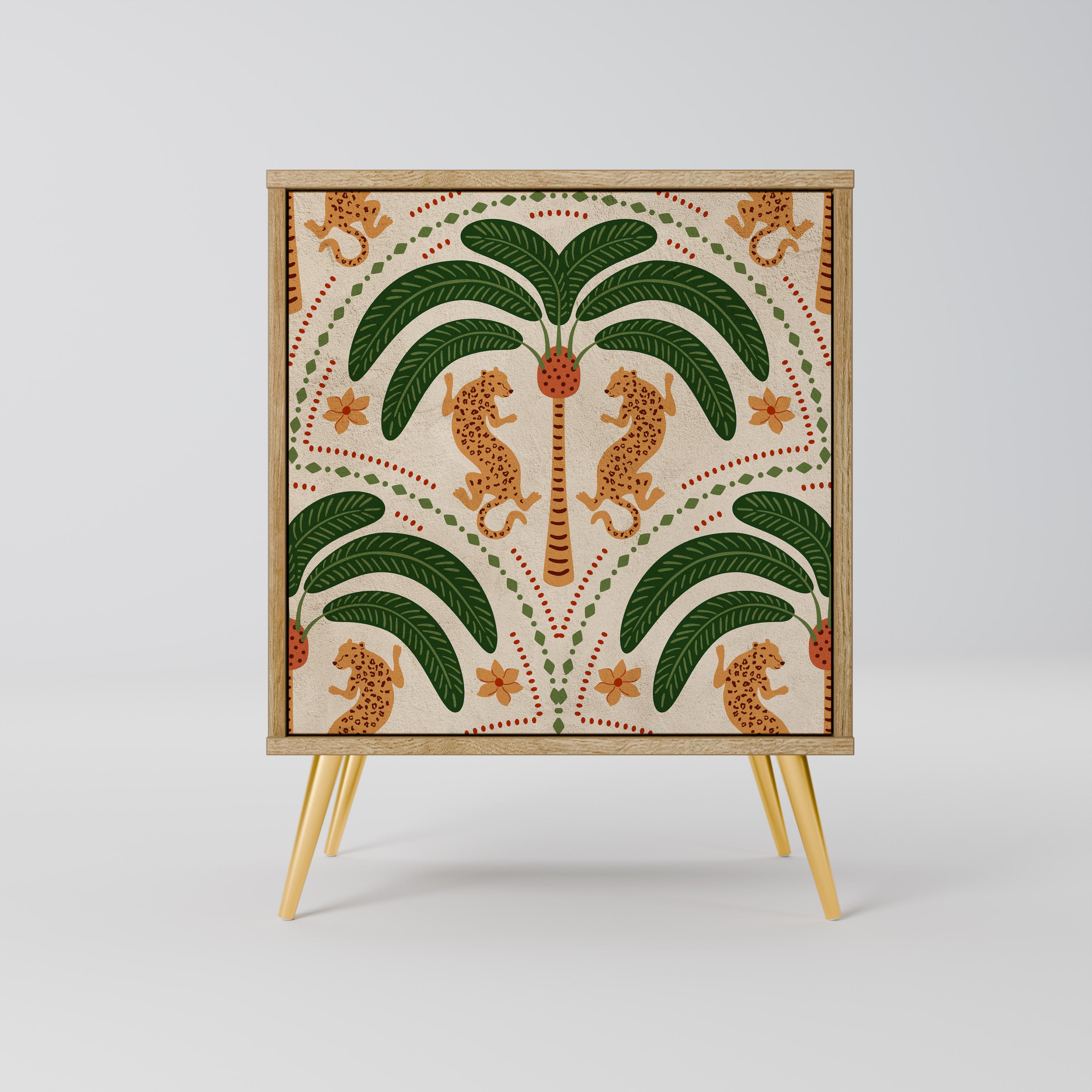 DANCING PREDATORS 1-Door Sideboard in Oak Effect