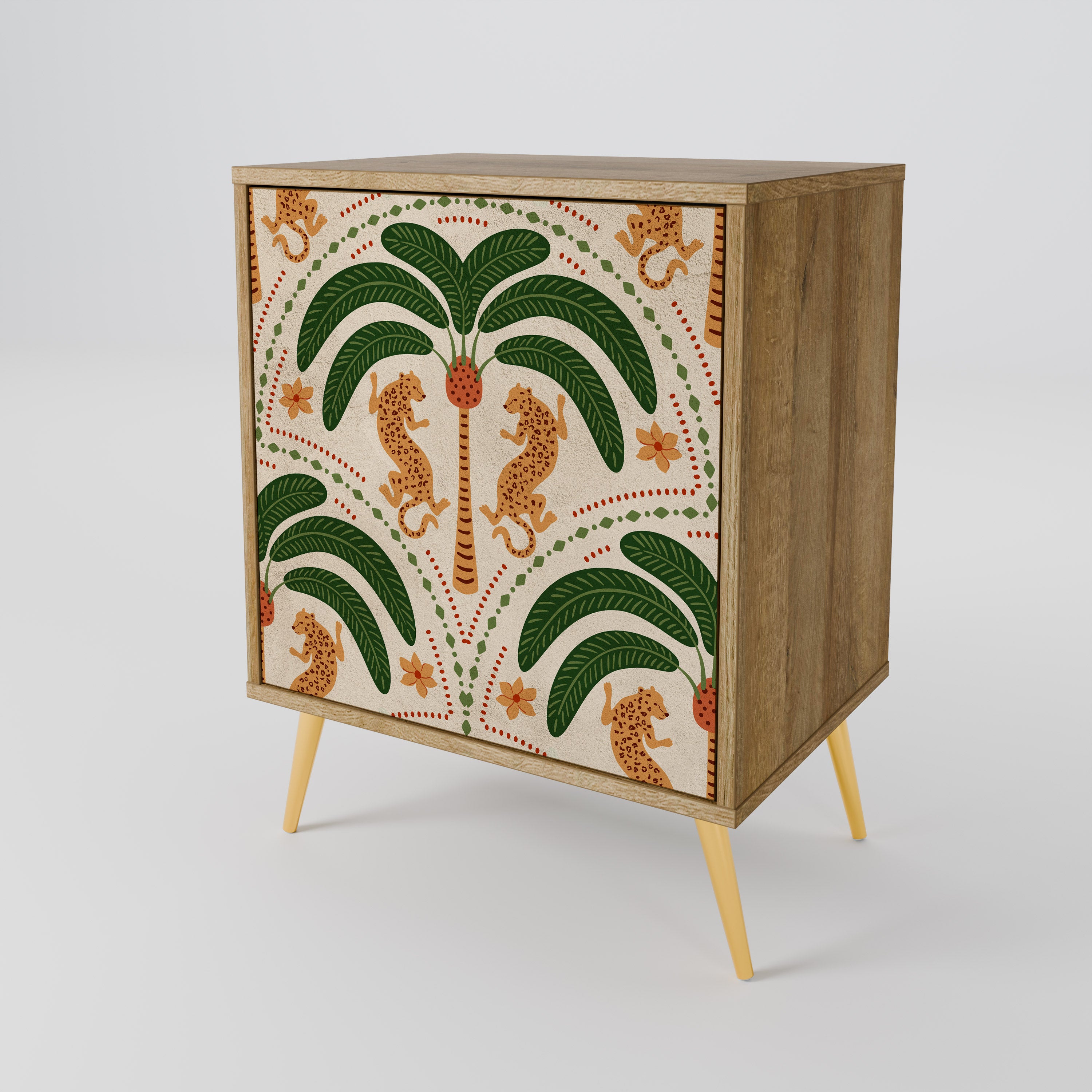 DANCING PREDATORS 1-Door Sideboard in Oak Effect