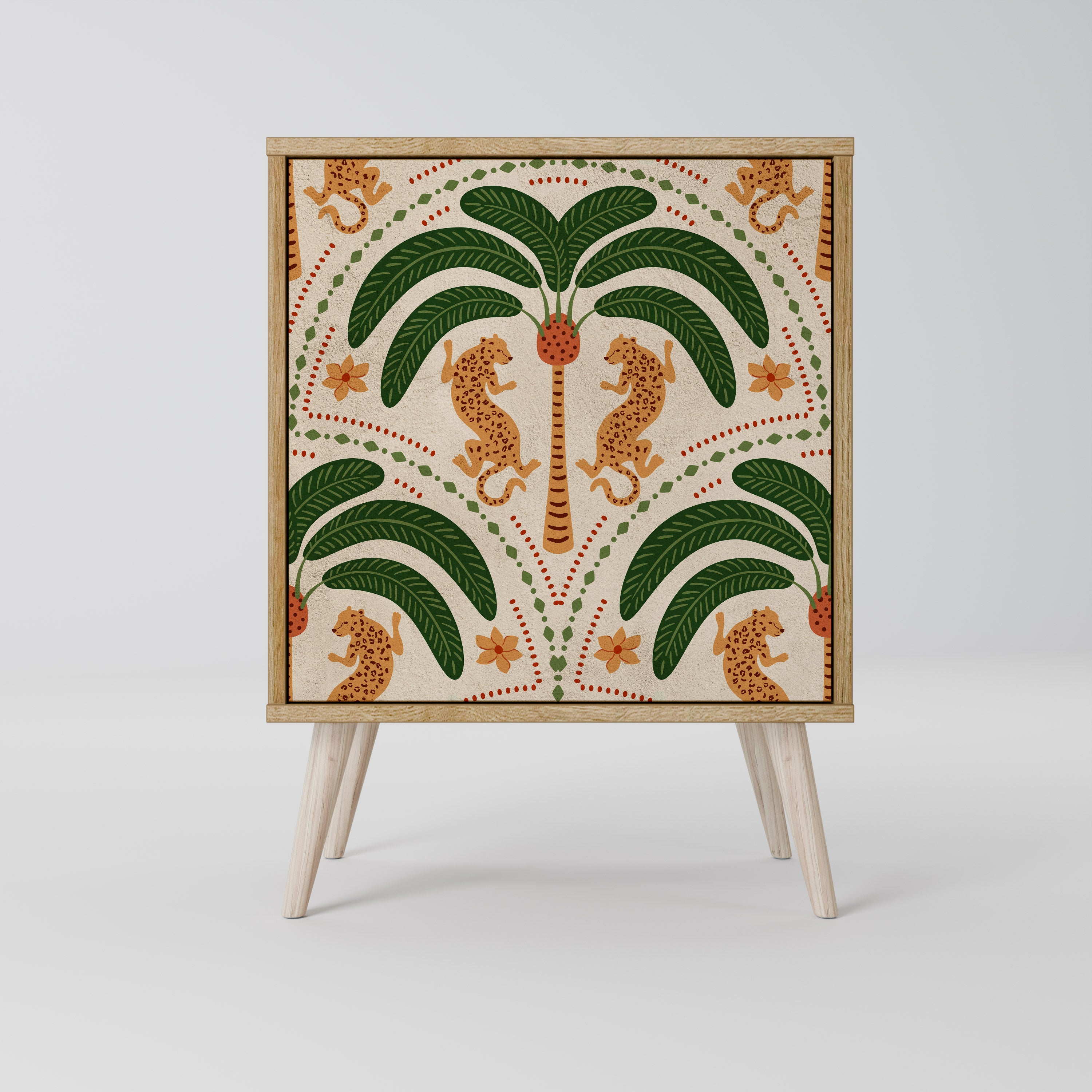 DANCING PREDATORS 1-Door Sideboard in Oak Effect