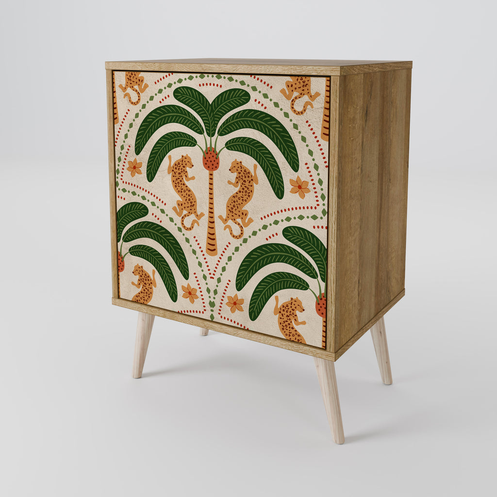 DANCING PREDATORS 1-Door Sideboard in Oak Effect