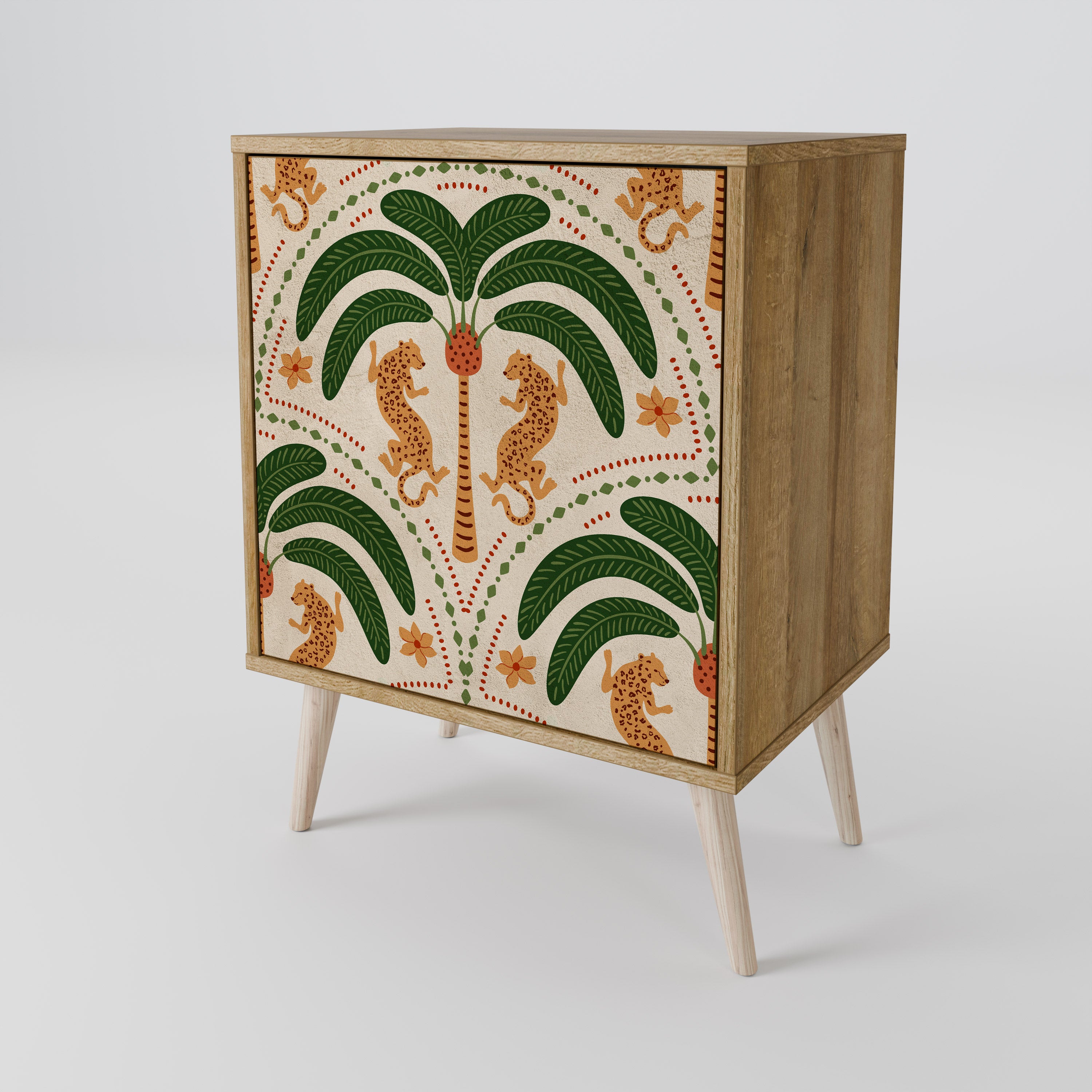 DANCING PREDATORS 1-Door Sideboard in Oak Effect