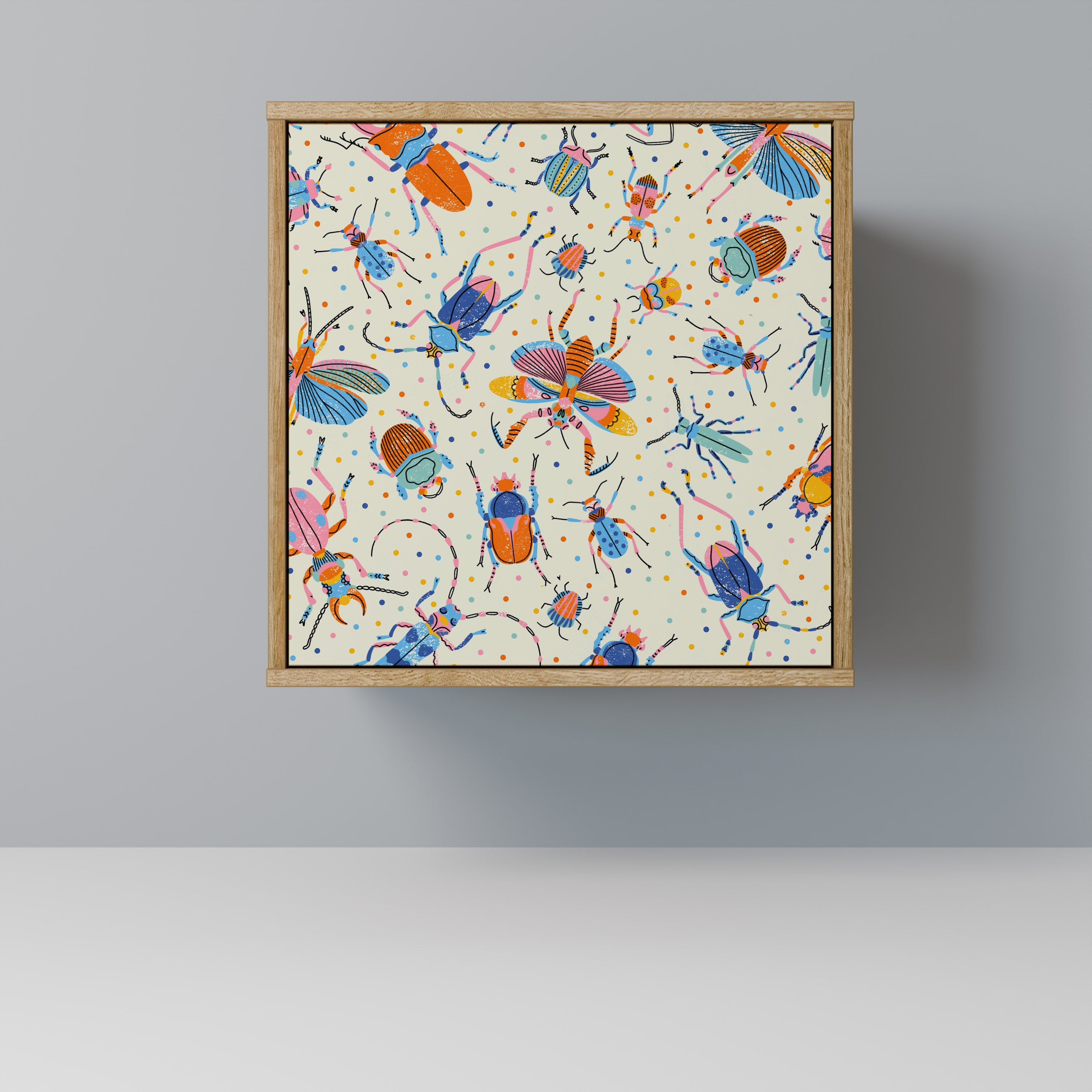 COLORFUL INSECTS 1-Door Sideboard in Oak Effect