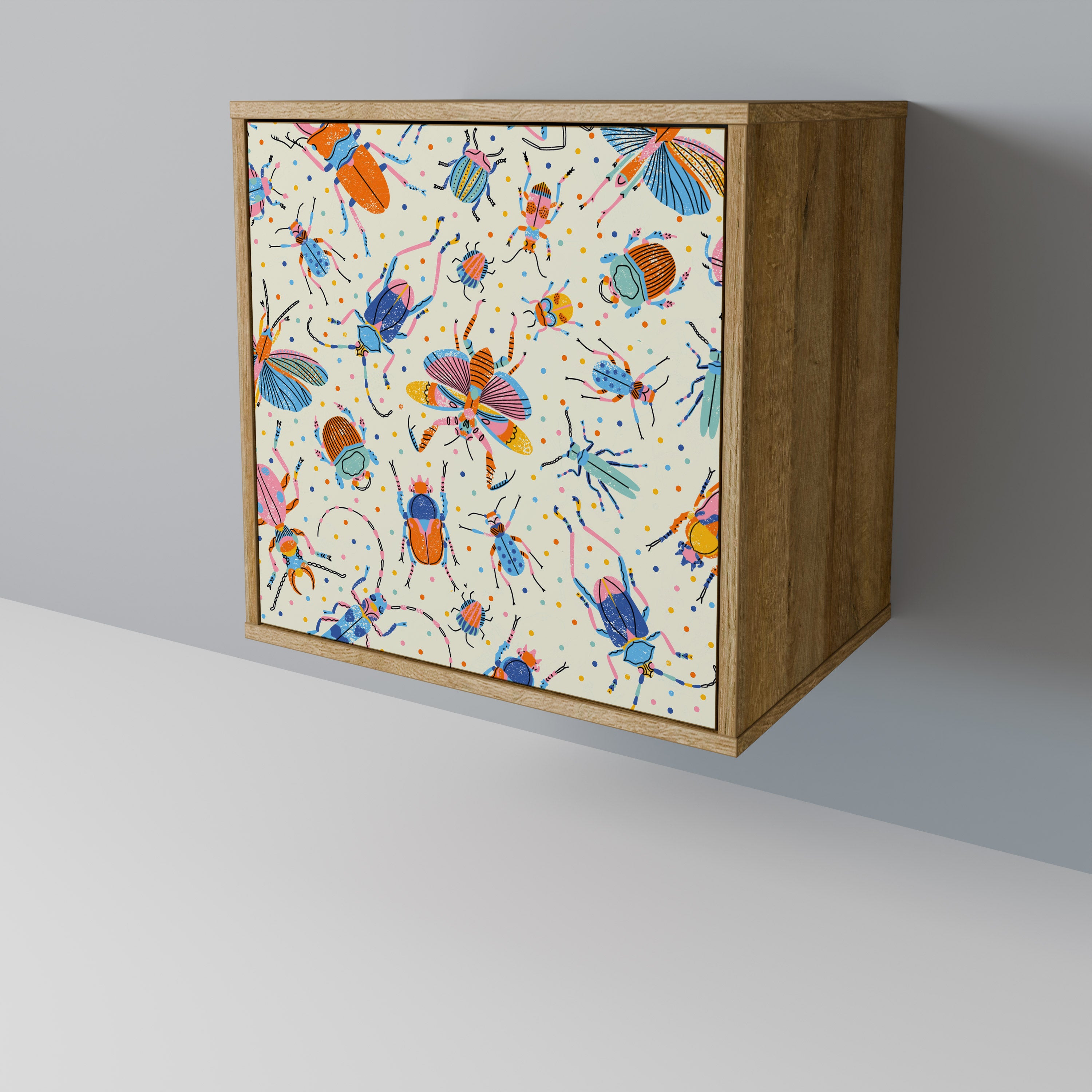 COLORFUL INSECTS 1-Door Sideboard in Oak Effect