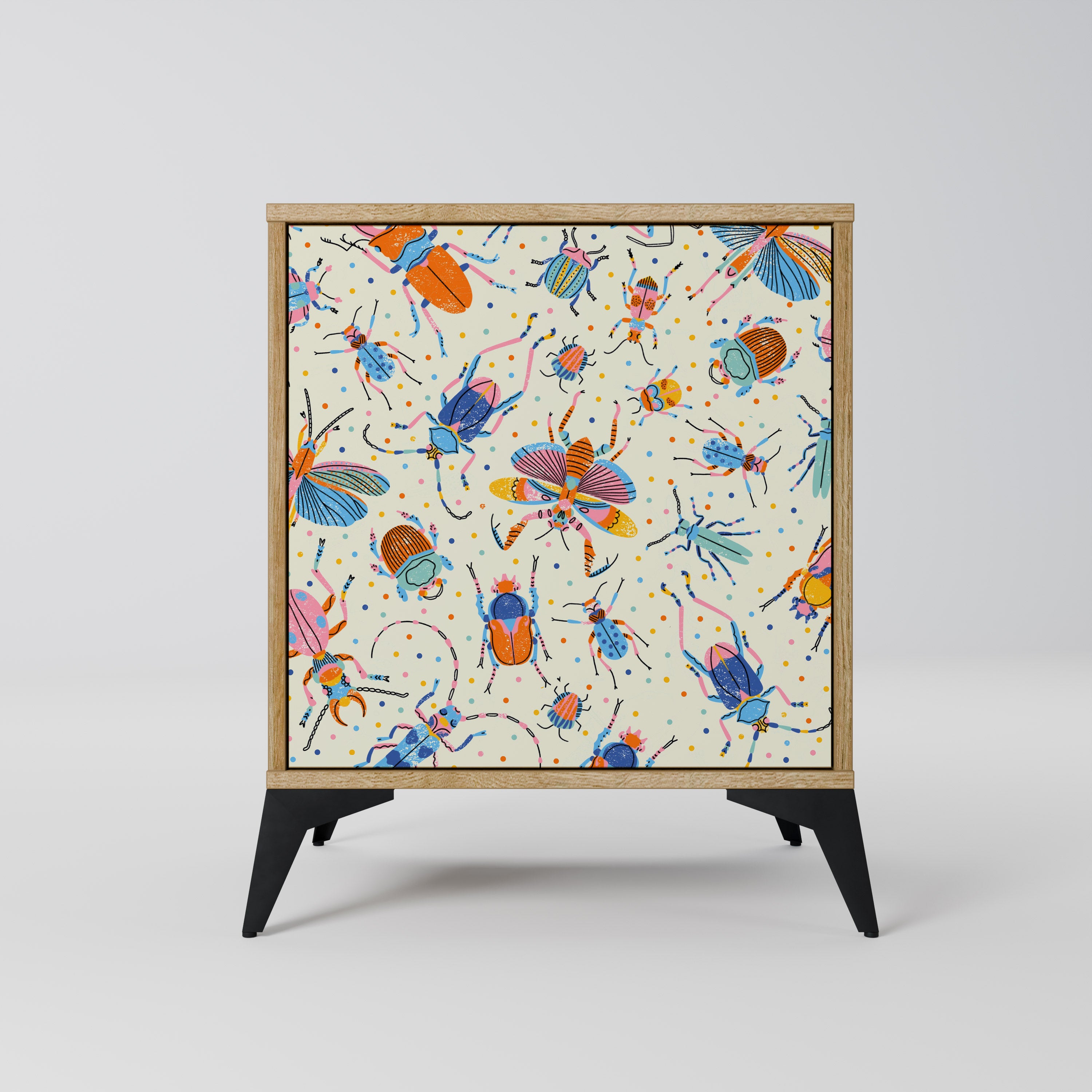 COLORFUL INSECTS 1-Door Sideboard in Oak Effect