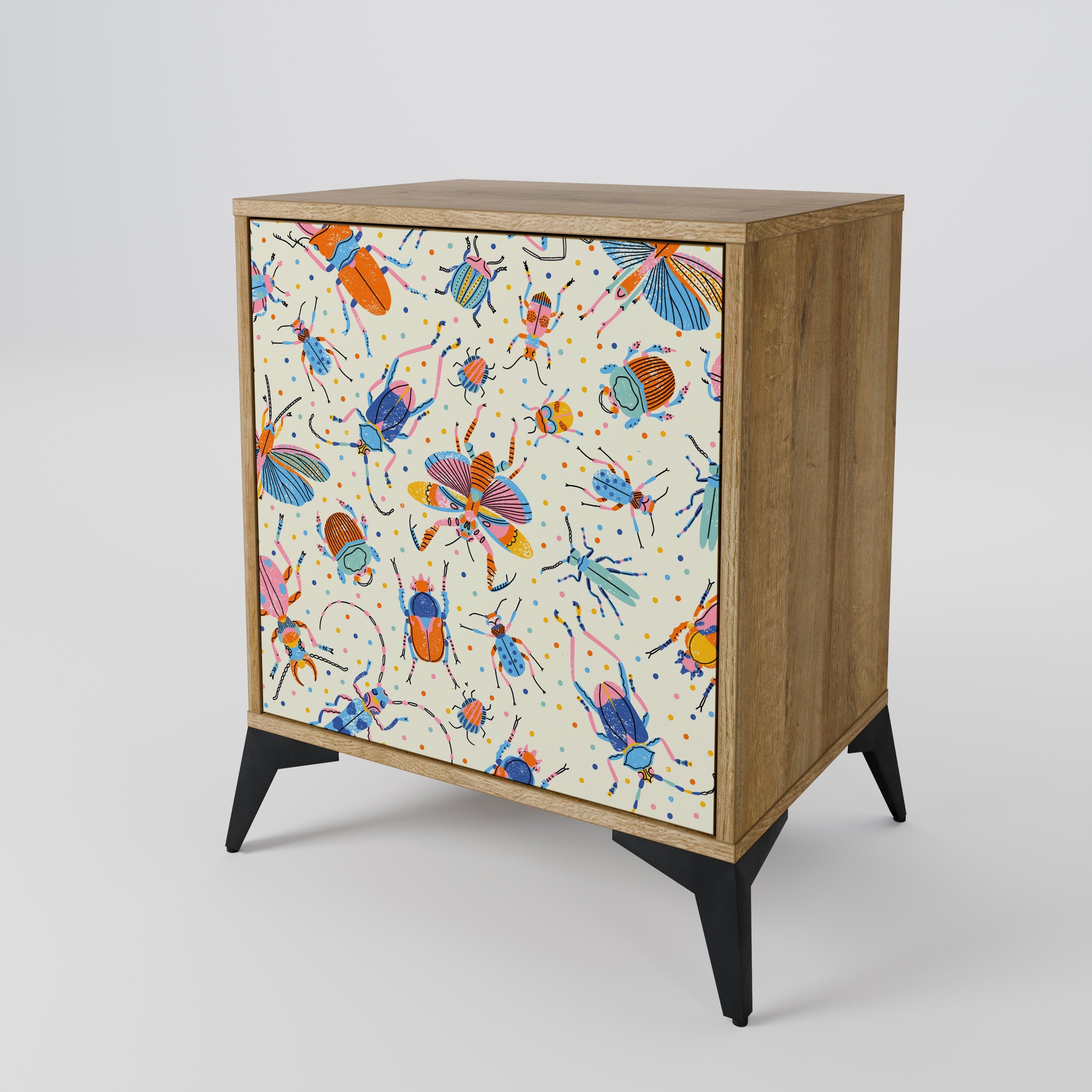 COLORFUL INSECTS 1-Door Sideboard in Oak Effect