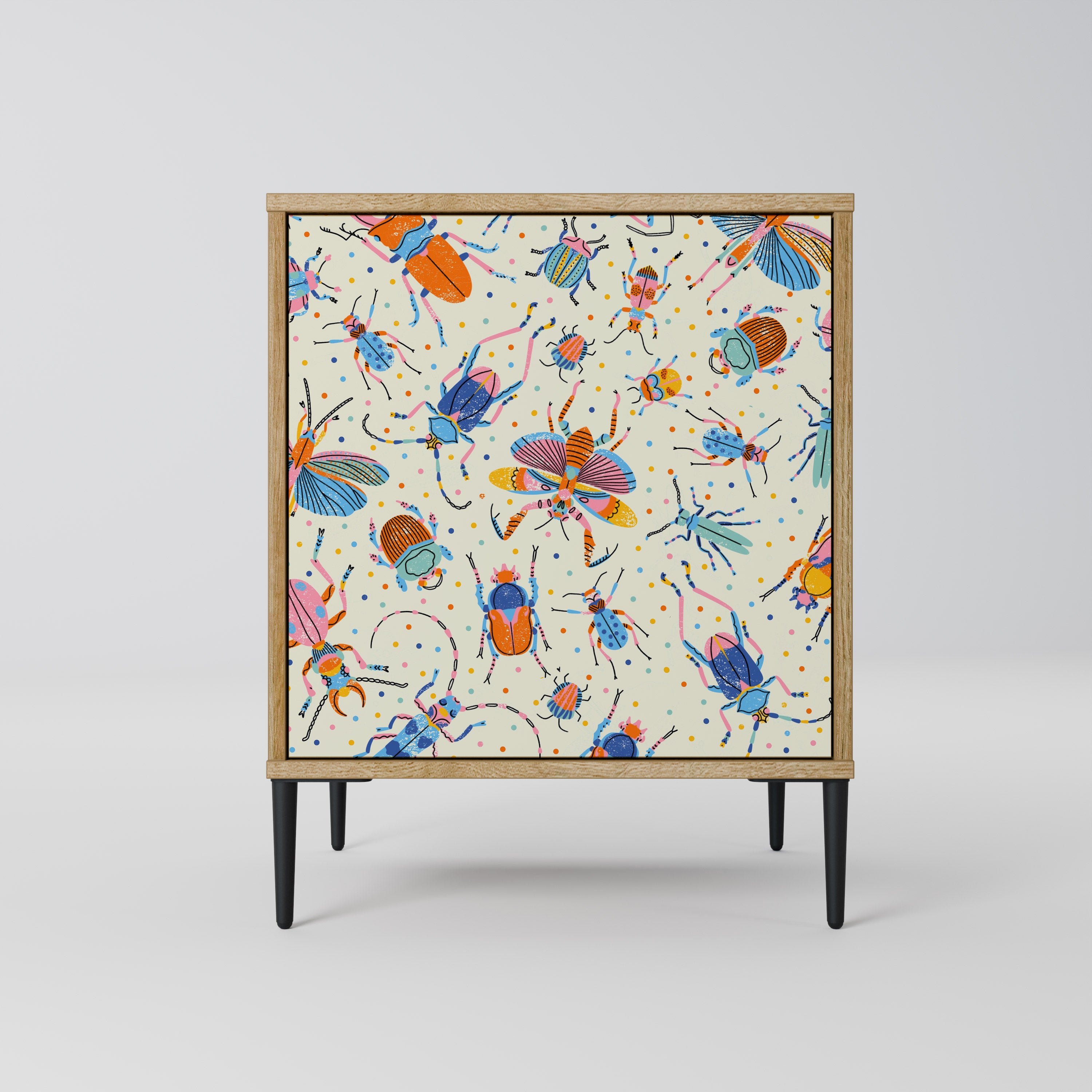 COLORFUL INSECTS 1-Door Sideboard in Oak Effect