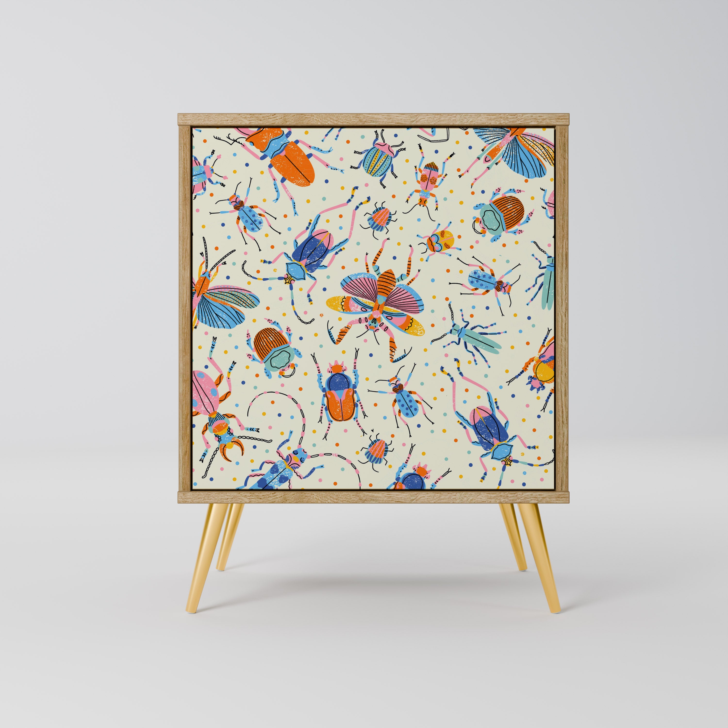 COLORFUL INSECTS 1-Door Sideboard in Oak Effect