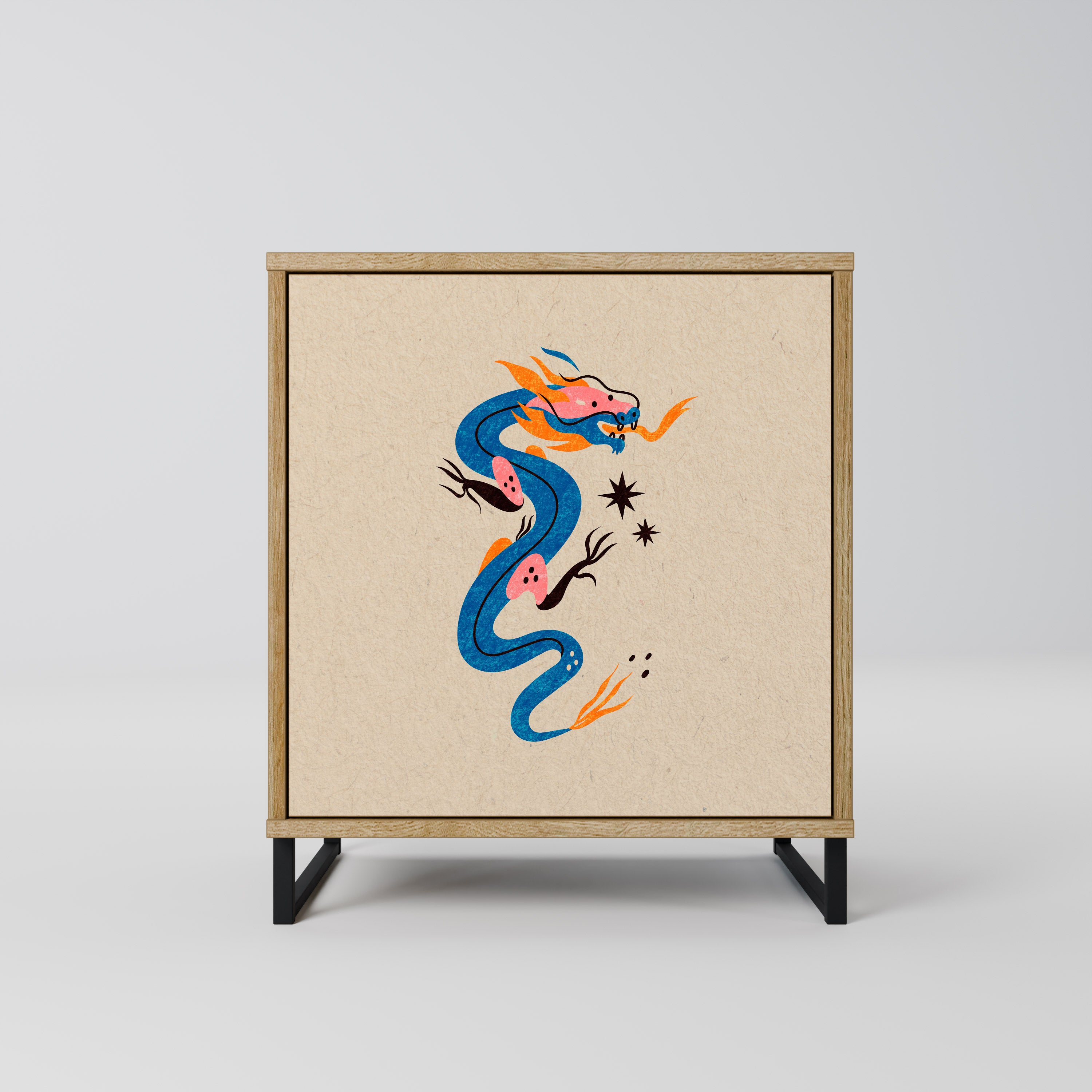 MYTHOLOGICAL CREATURES 1-Door Sideboard in Oak Effect