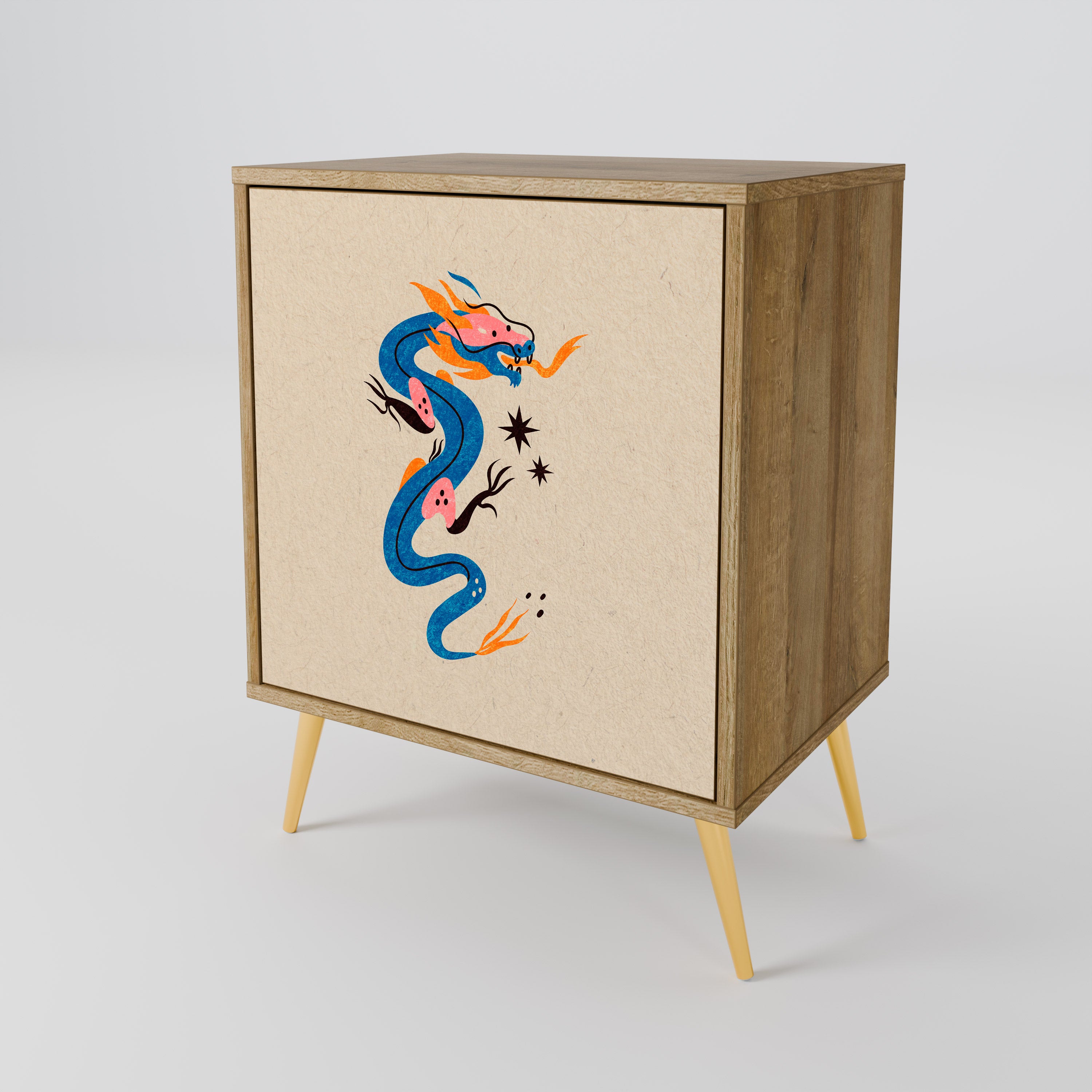 MYTHOLOGICAL CREATURES 1-Door Sideboard in Oak Effect