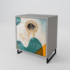 ABSTRACT FACES 1-Door Sideboard in Grey Finish
