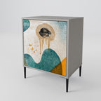 ABSTRACT FACES 1-Door Sideboard in Grey Finish