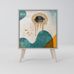 ABSTRACT FACES 1-Door Sideboard in Grey Finish