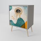 ABSTRACT FACES 1-Door Sideboard in Grey Finish
