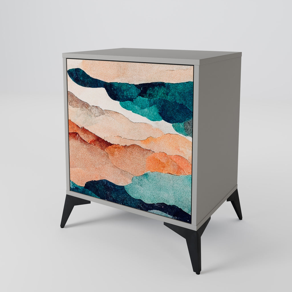 ABSTRACT LANDSCAPE 1-Door Sideboard in Grey Finish