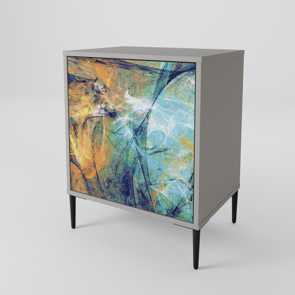 ABSTRACT THOUGHTS 1-Door Sideboard in Grey Finish