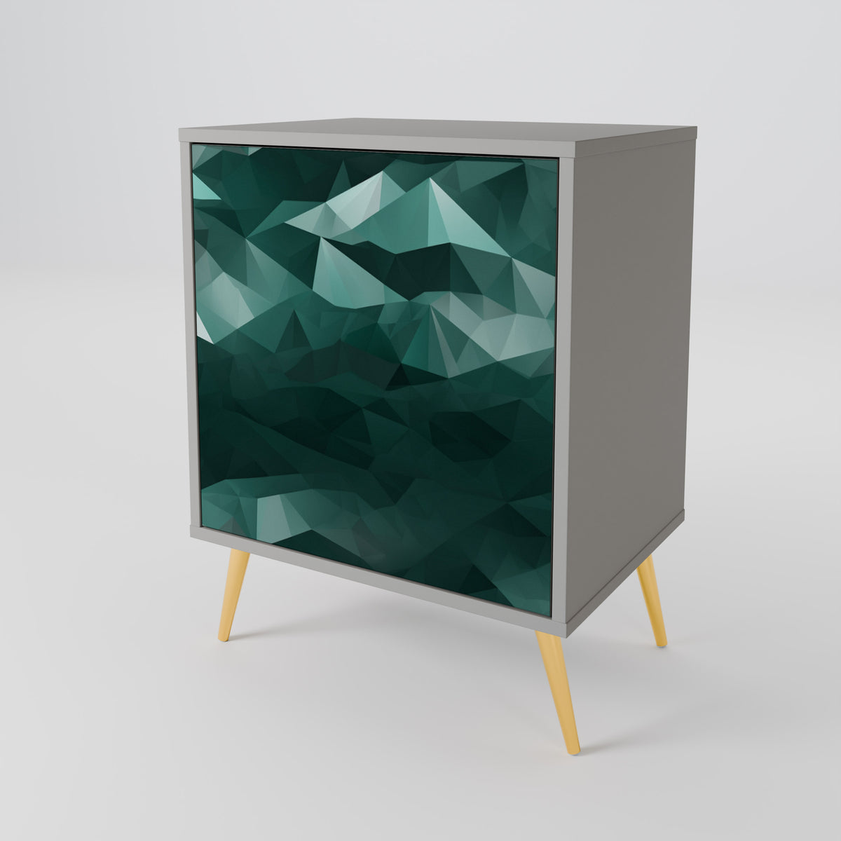 POLYGONAL FLOATING Skänk med en dörr