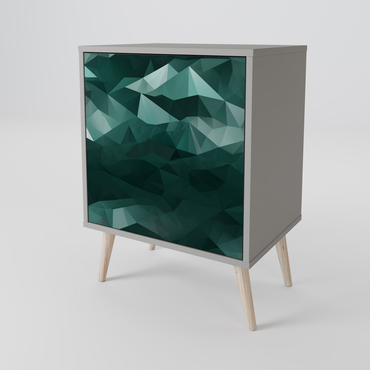 POLYGONAL FLOATING Skänk med en dörr