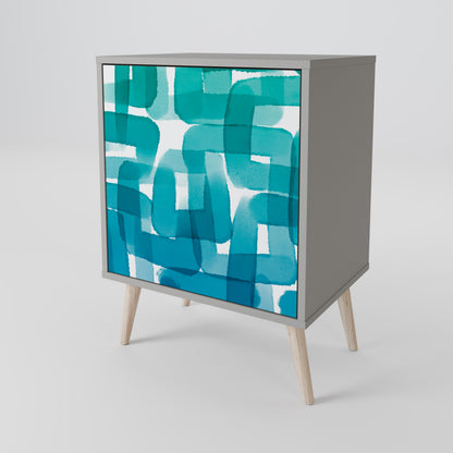 TURQUOISE RECTANGLES Skänk med en dörr