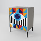 ABSTRACTION AND GEOMETRY 1-Door Sideboard in Grey Finish