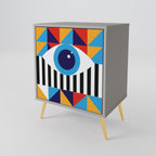 ABSTRACTION AND GEOMETRY 1-Door Sideboard in Grey Finish