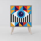 ABSTRACTION AND GEOMETRY 1-Door Sideboard in Grey Finish