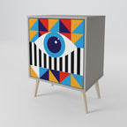 ABSTRACTION AND GEOMETRY 1-Door Sideboard in Grey Finish