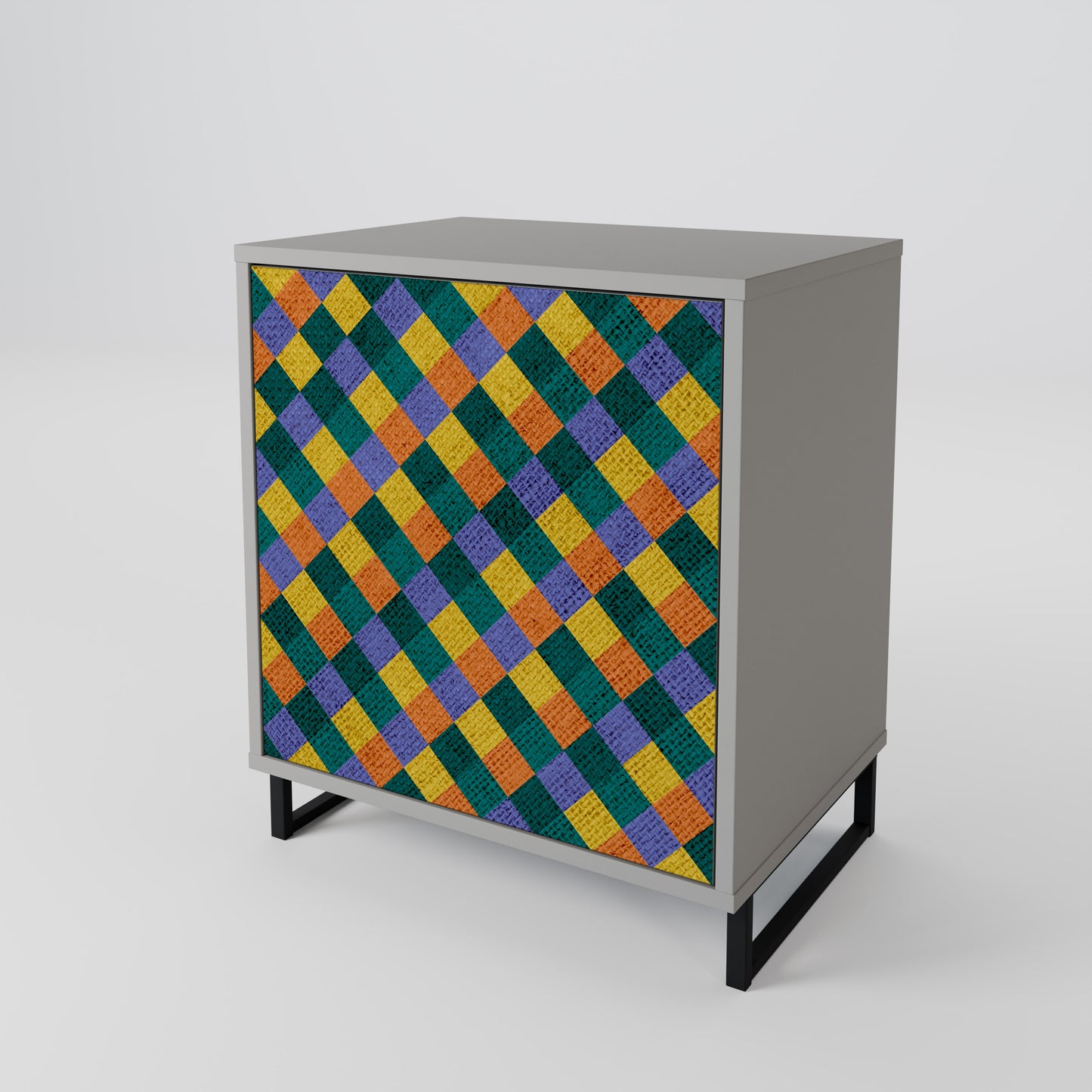 PAINTED SQUARES MIX 1-Door Sideboard