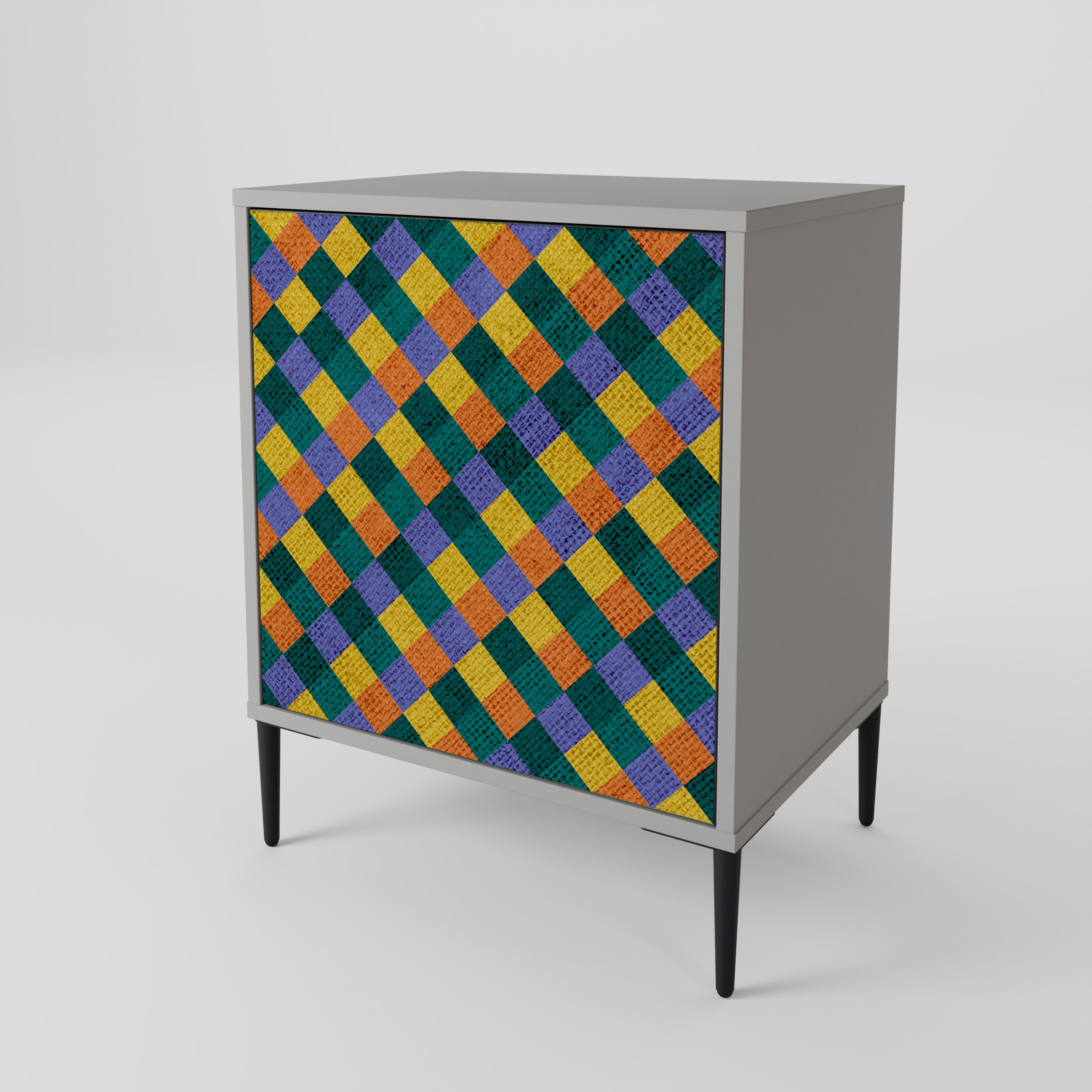 PAINTED SQUARES MIX 1-Door Sideboard
