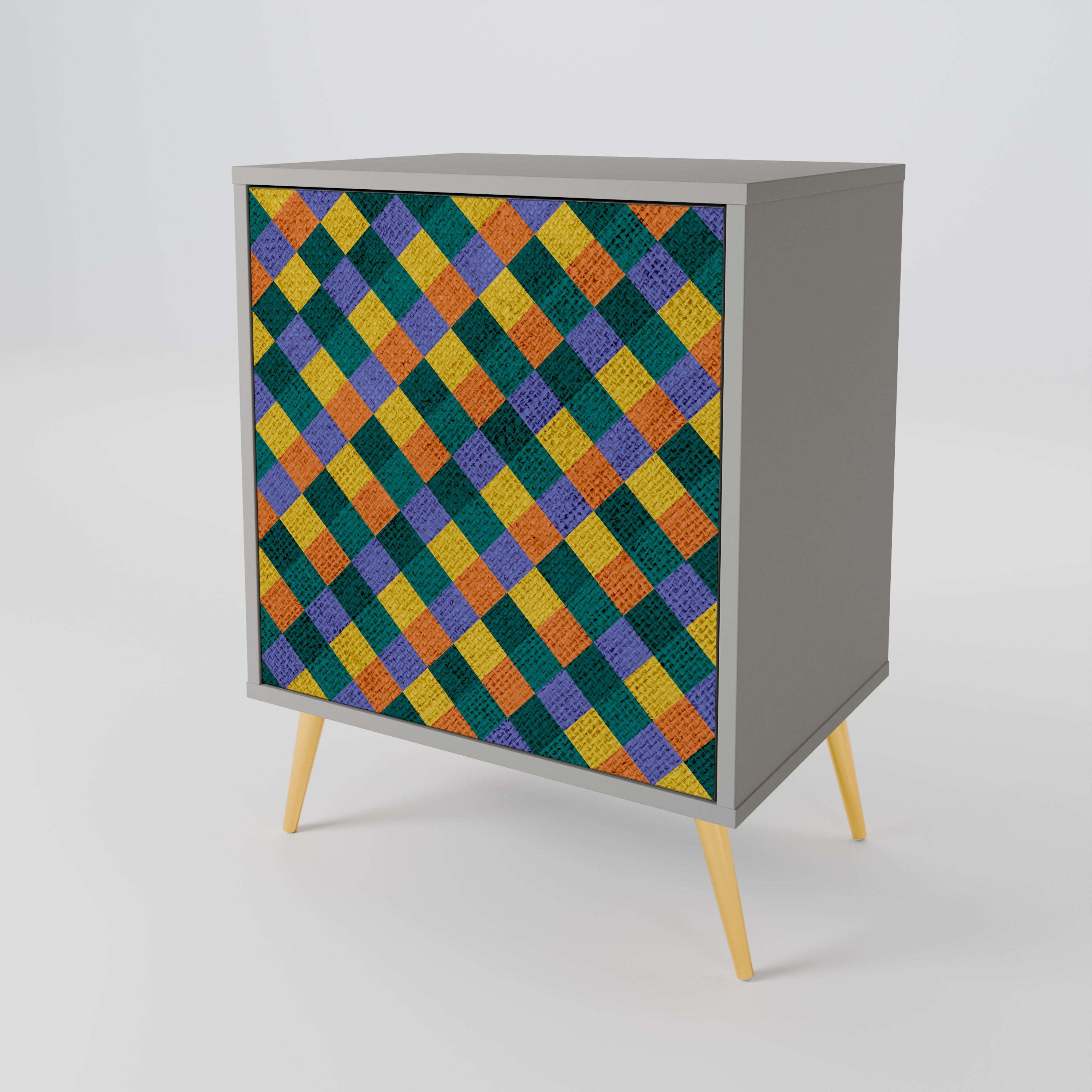 PAINTED SQUARES MIX 1-Door Sideboard