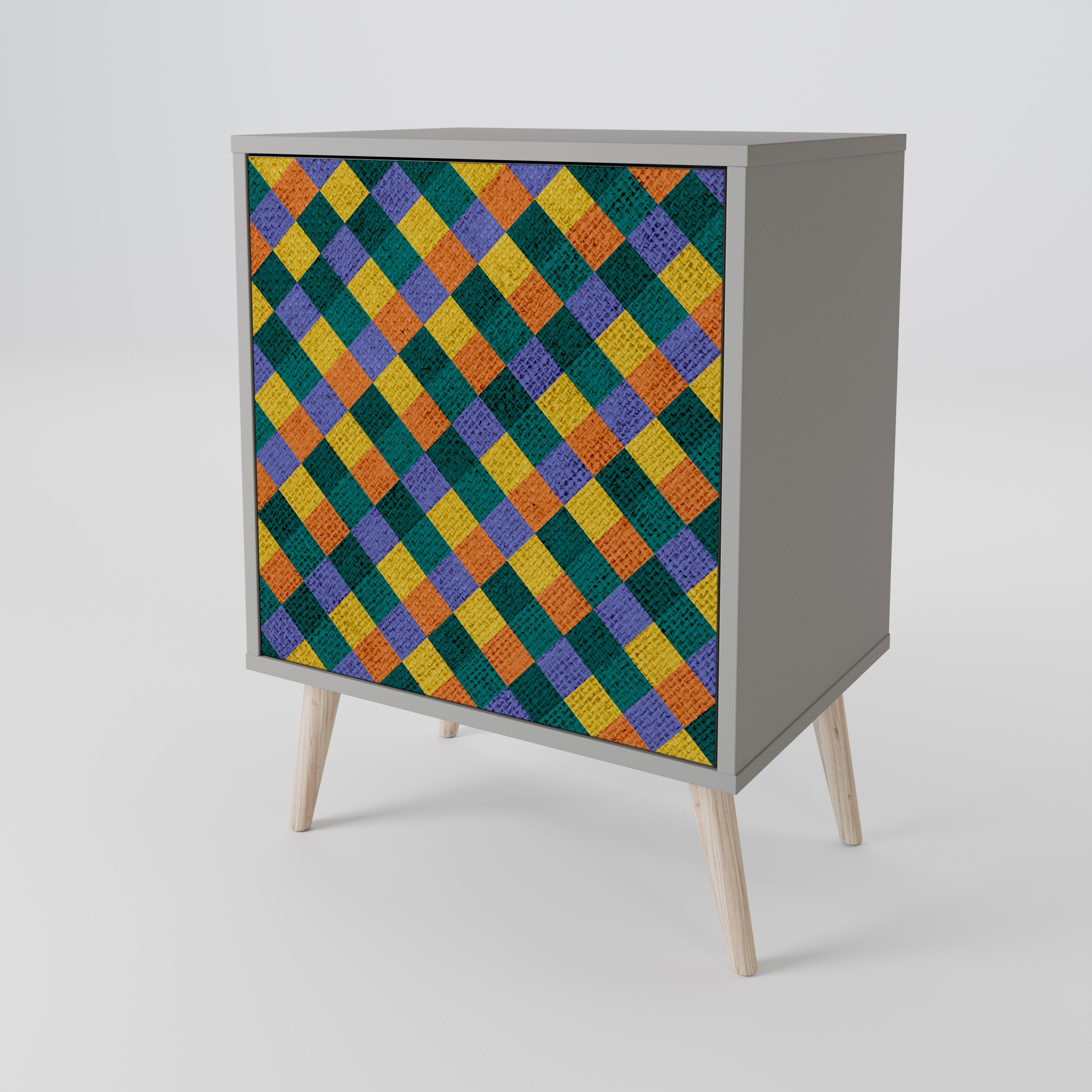 PAINTED SQUARES MIX 1-Door Sideboard
