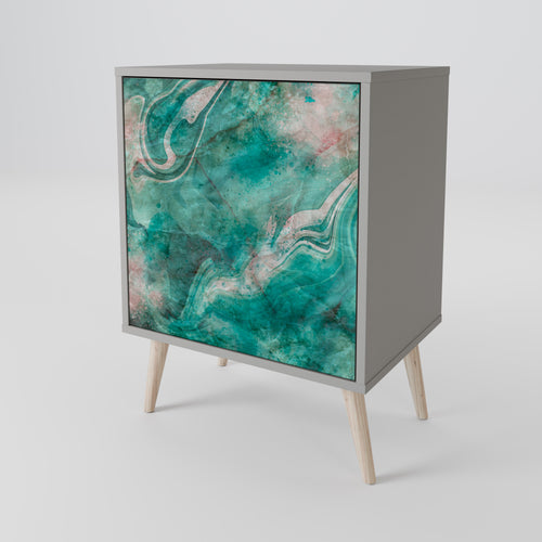 ABSTRACT ALCHEMY 1-Door Sideboard in Grey Finish