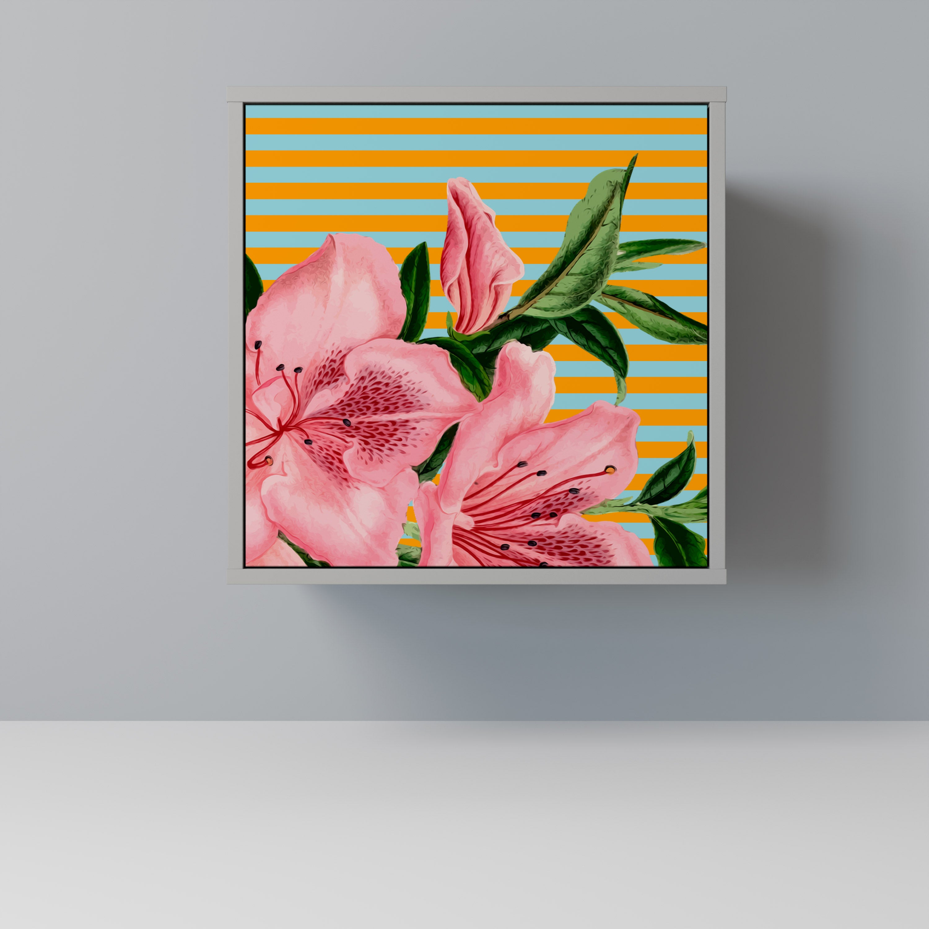 FRAGILE BEAUTY Skänk med 1 dörr i grå finish