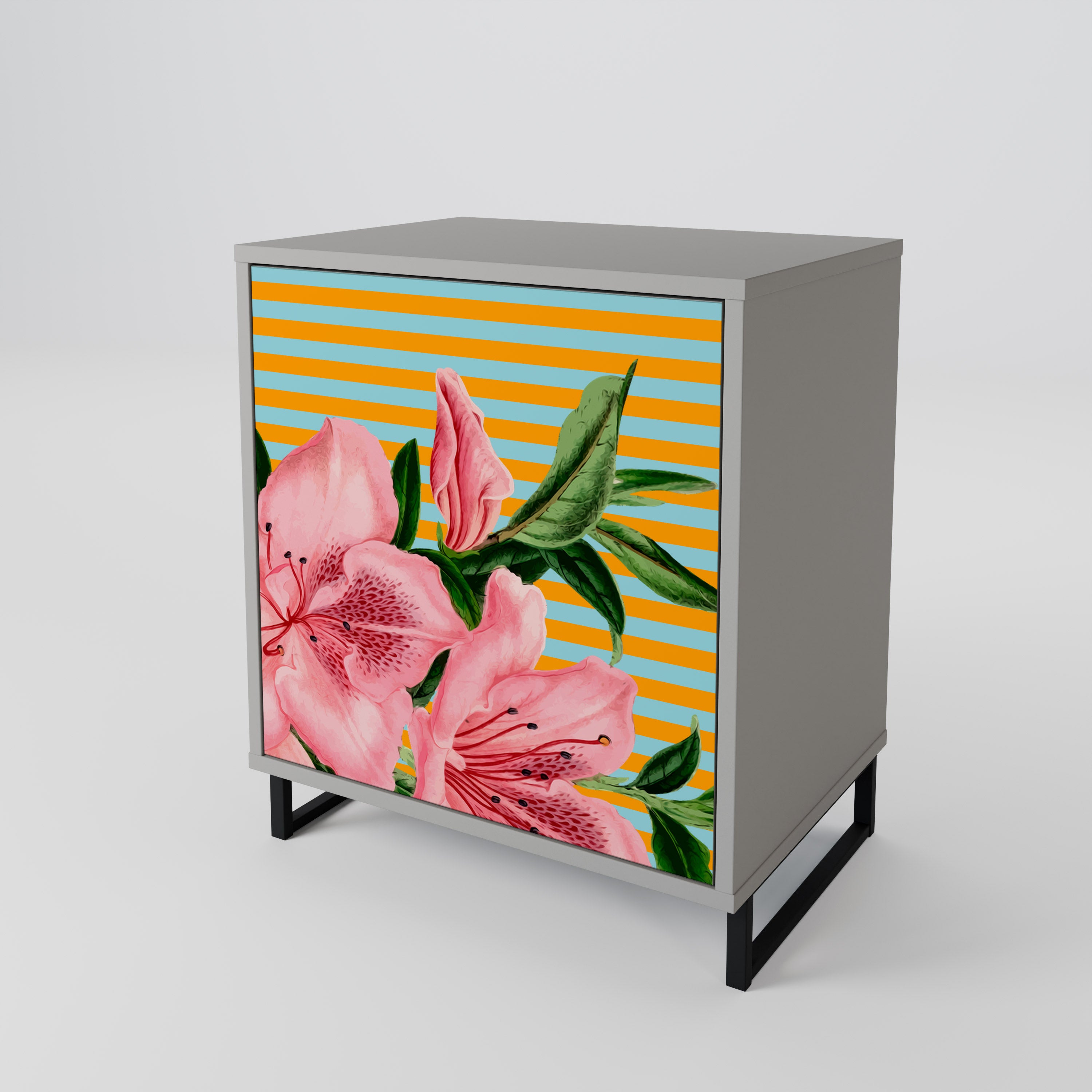 FRAGILE BEAUTY Skänk med 1 dörr i grå finish