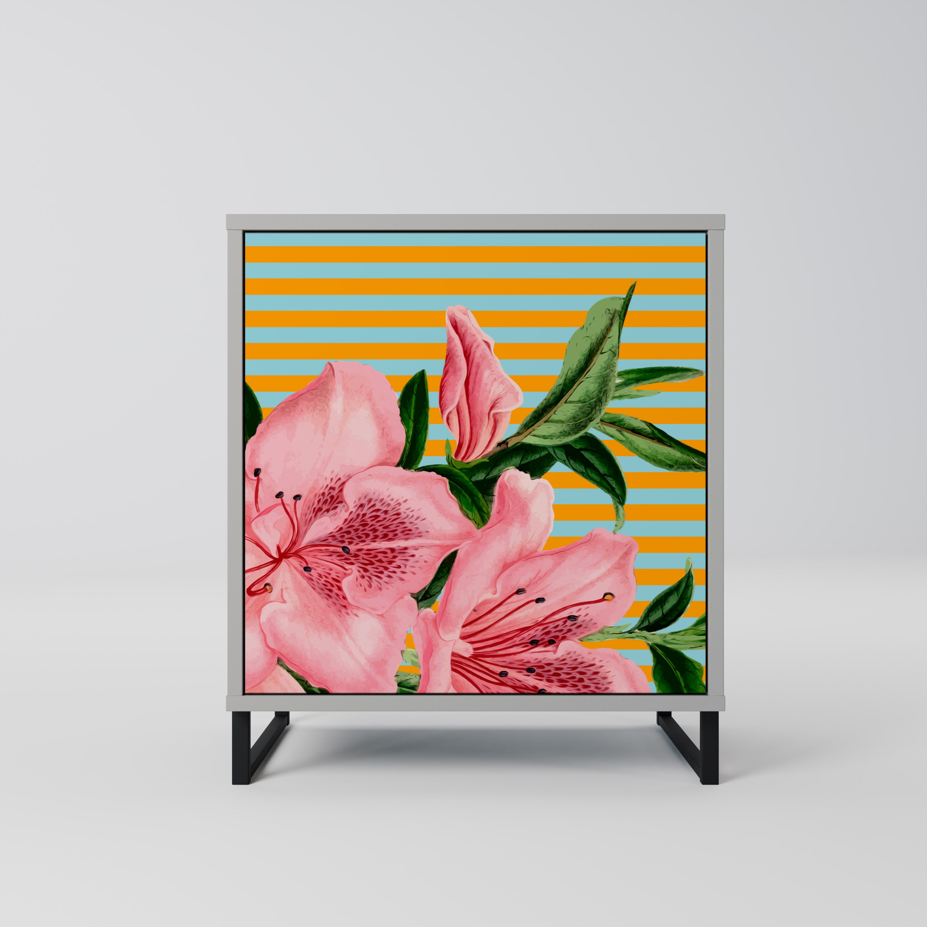 FRAGILE BEAUTY Skänk med 1 dörr i grå finish