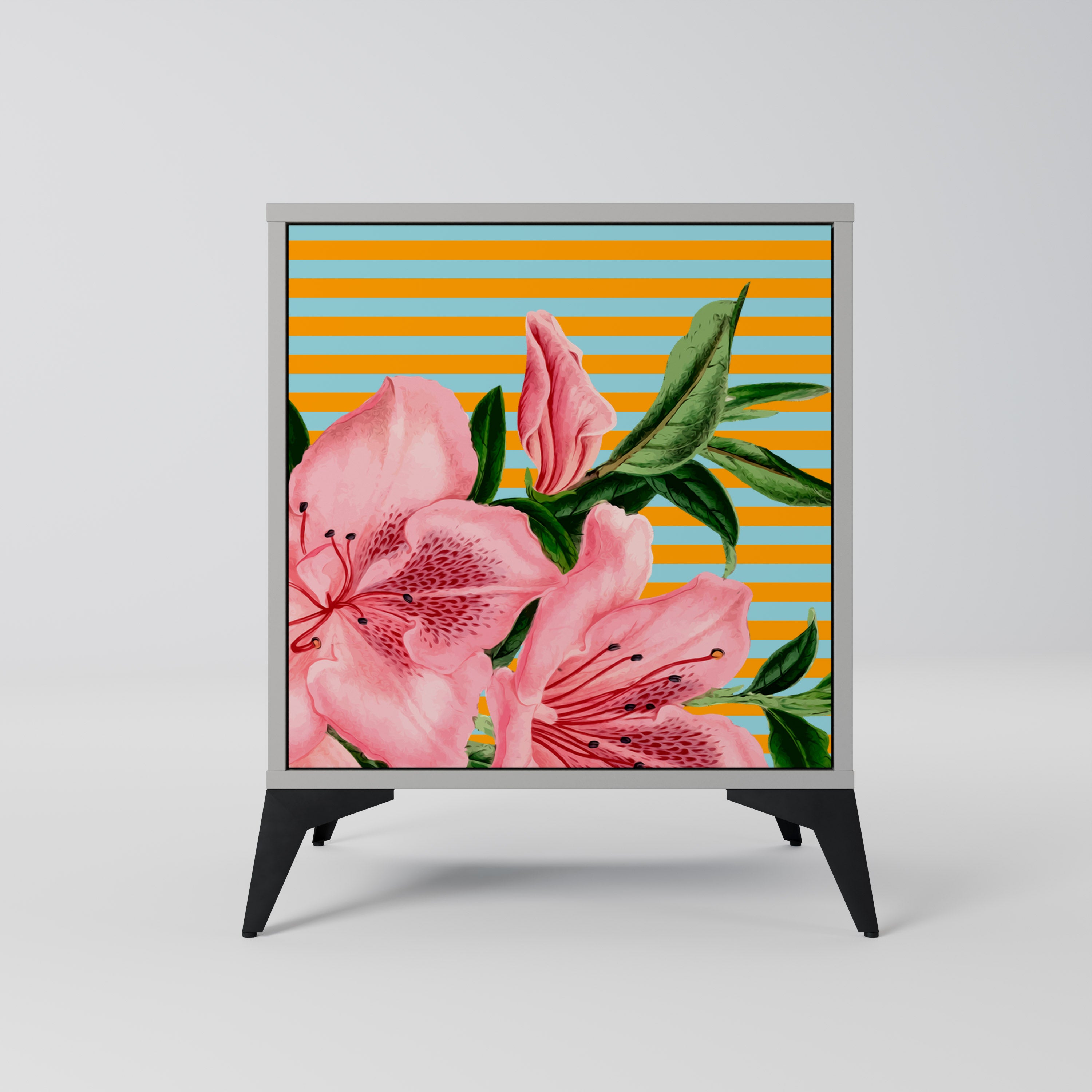 FRAGILE BEAUTY Skänk med 1 dörr i grå finish