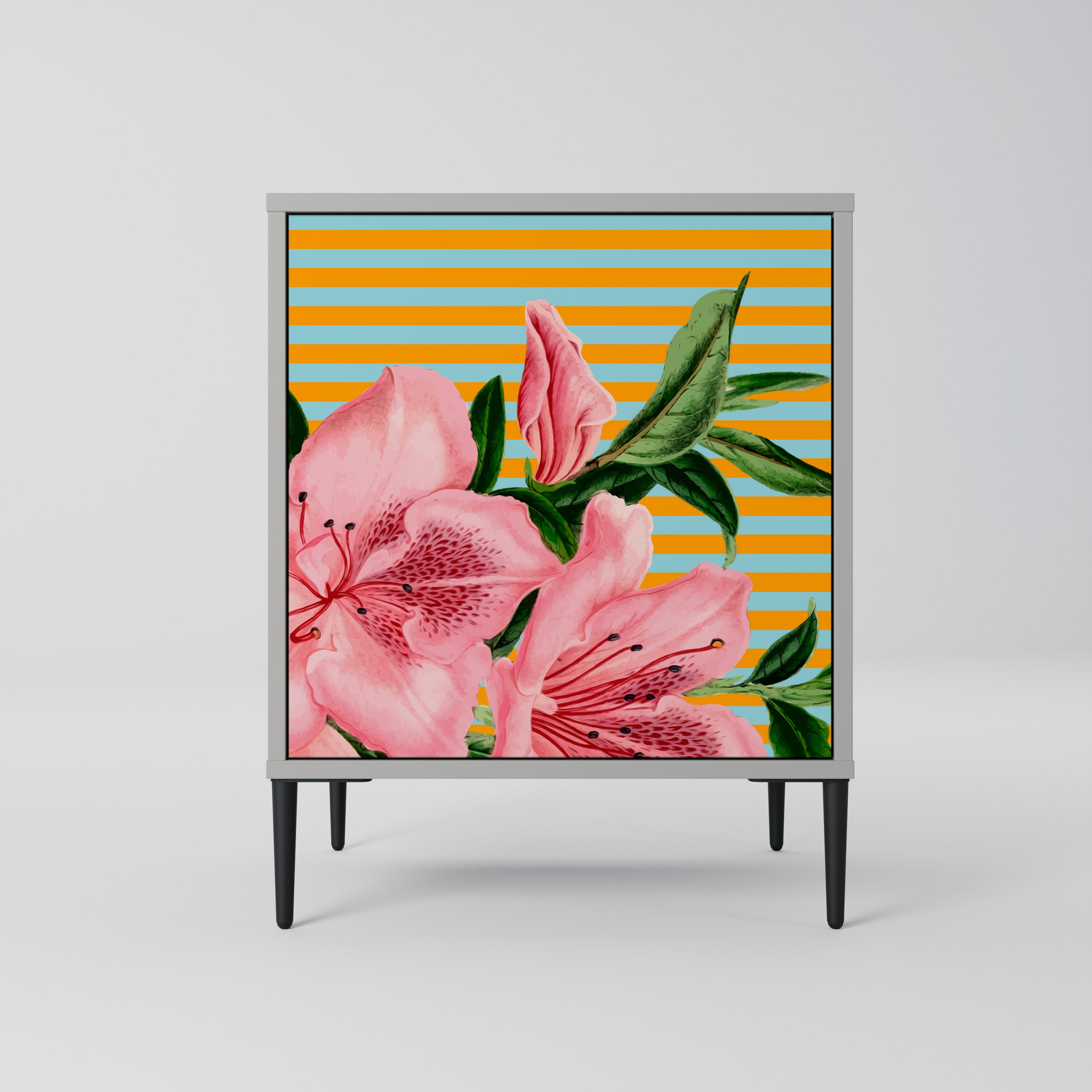 FRAGILE BEAUTY Skänk med 1 dörr i grå finish