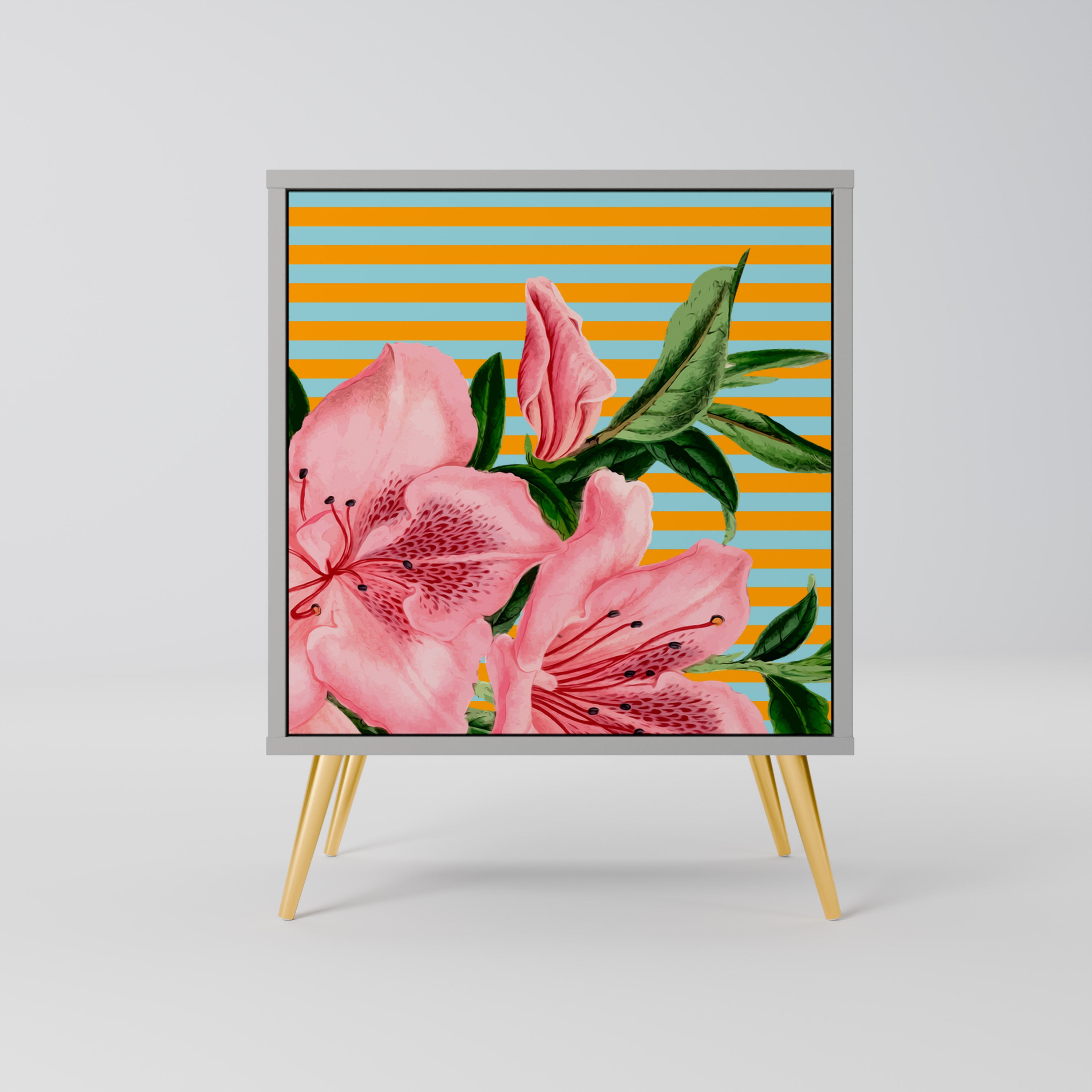 FRAGILE BEAUTY Skänk med 1 dörr i grå finish