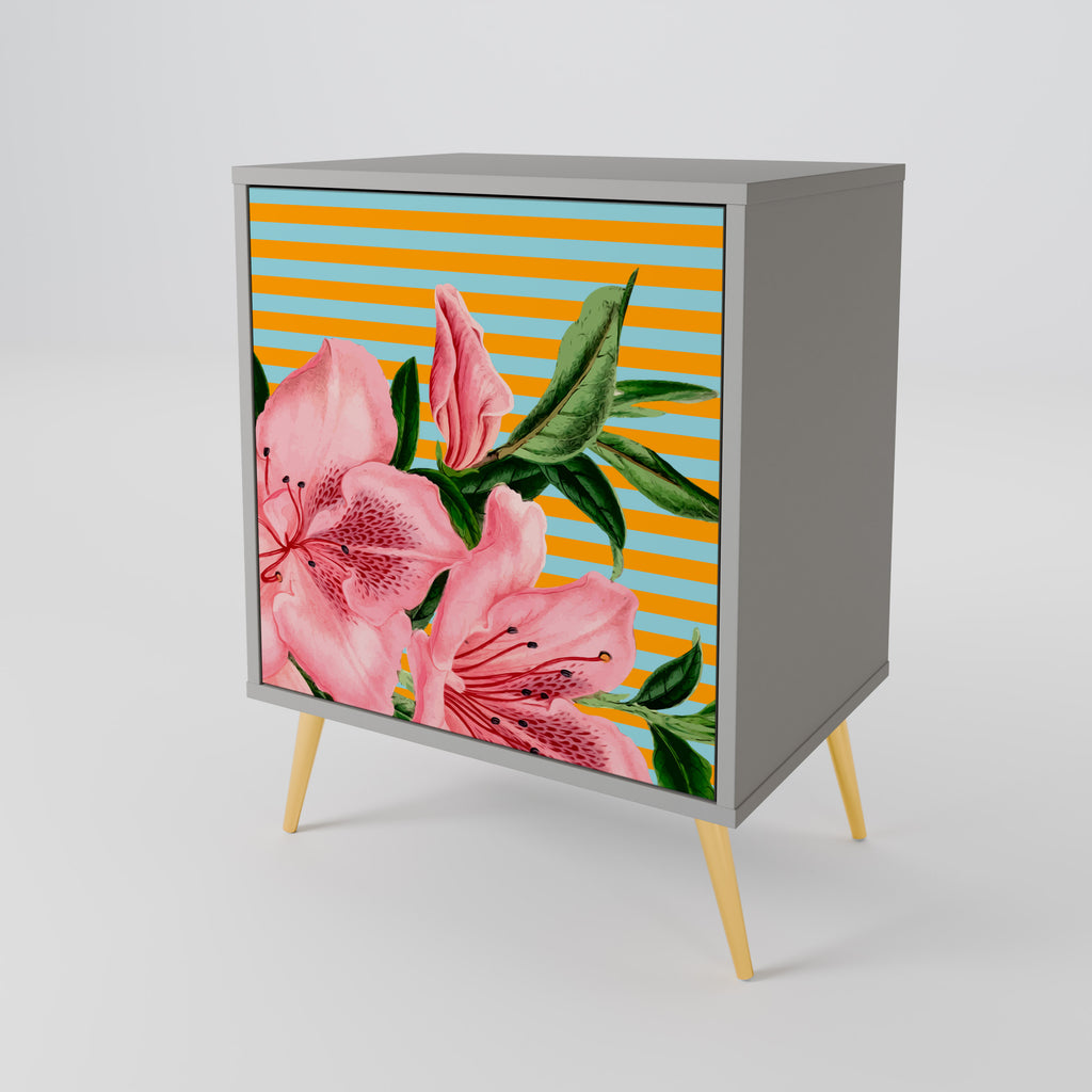 FRAGILE BEAUTY Skänk med 1 dörr i grå finish