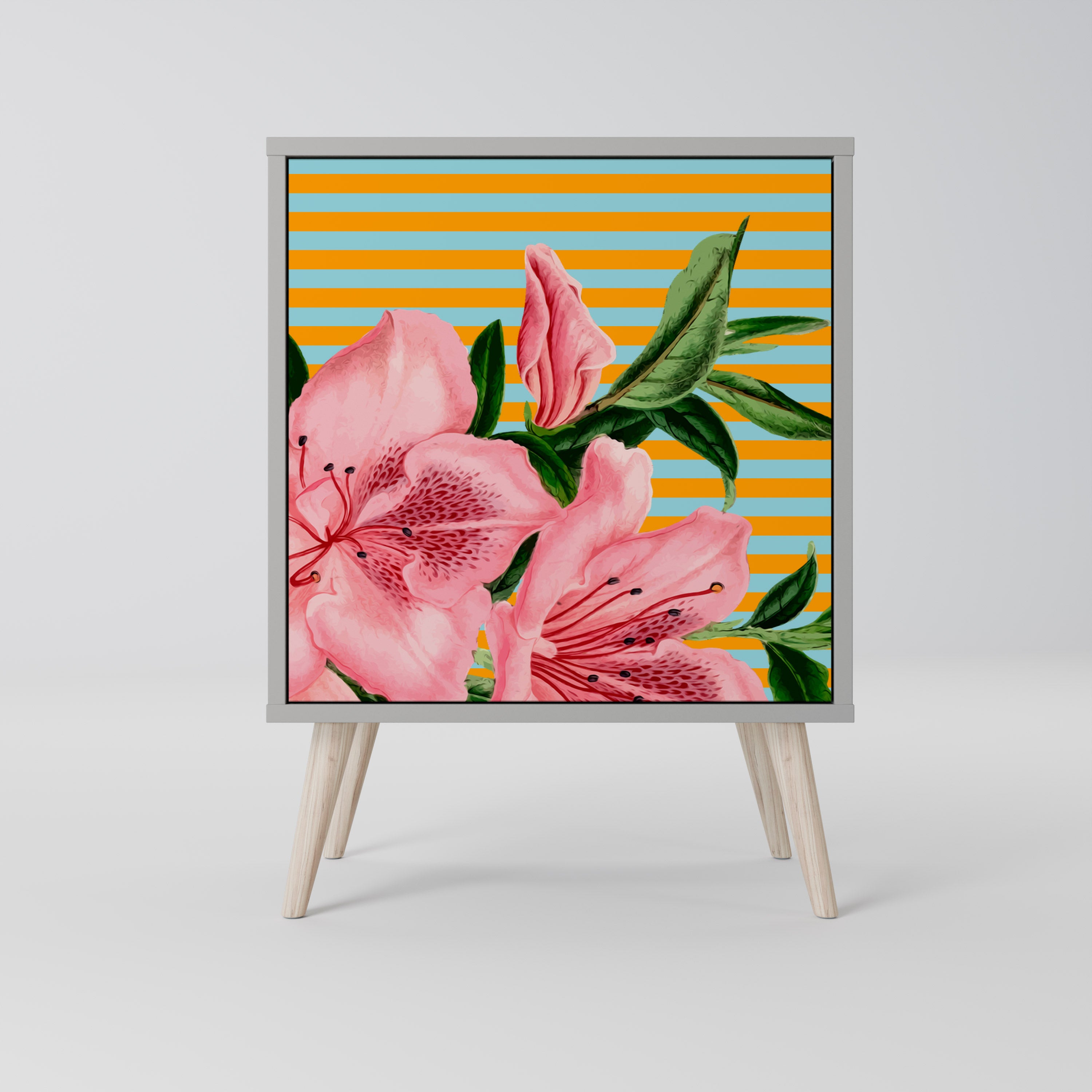 FRAGILE BEAUTY Skänk med 1 dörr i grå finish