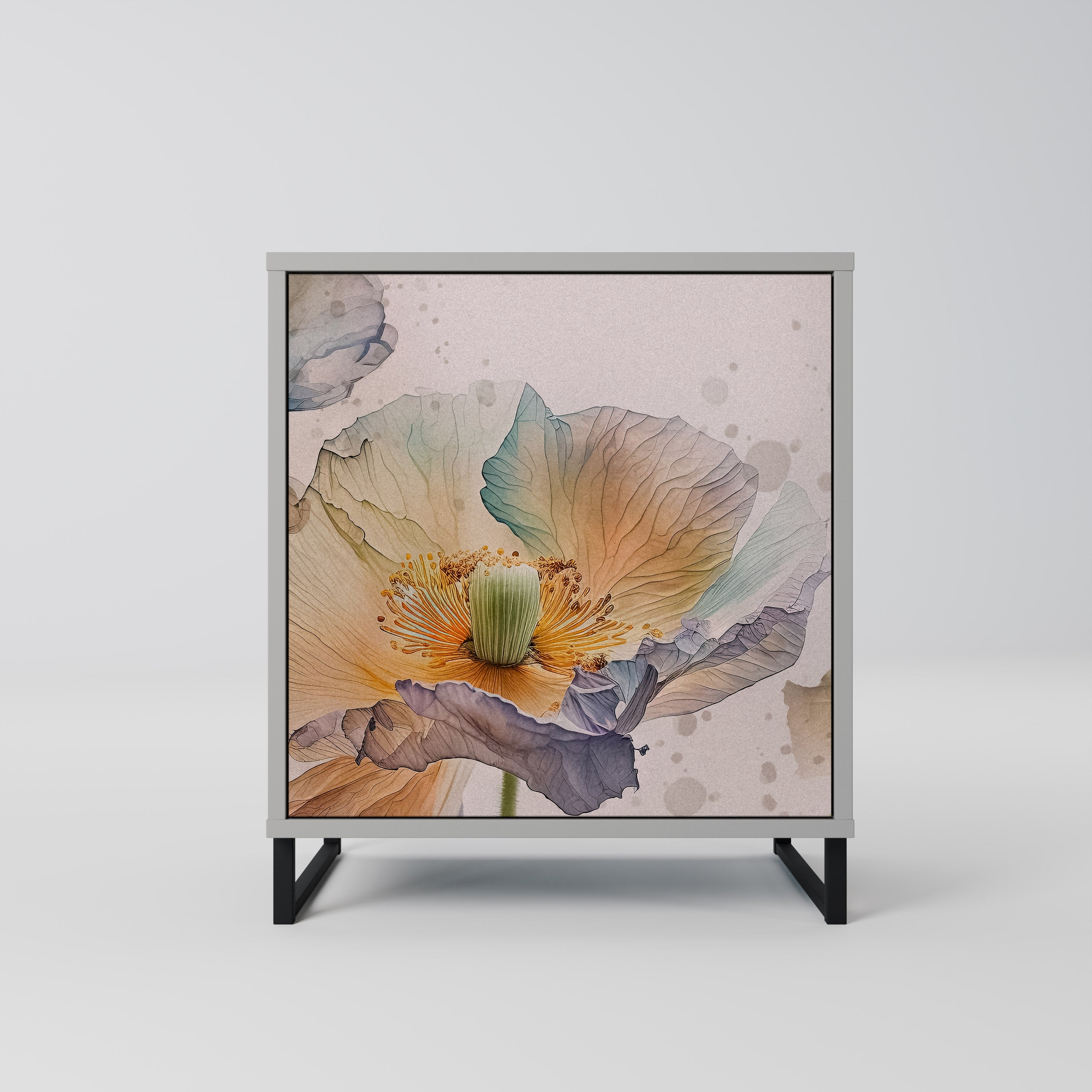 SOFTEN POPPY skänk med 1 dörr i grå finish