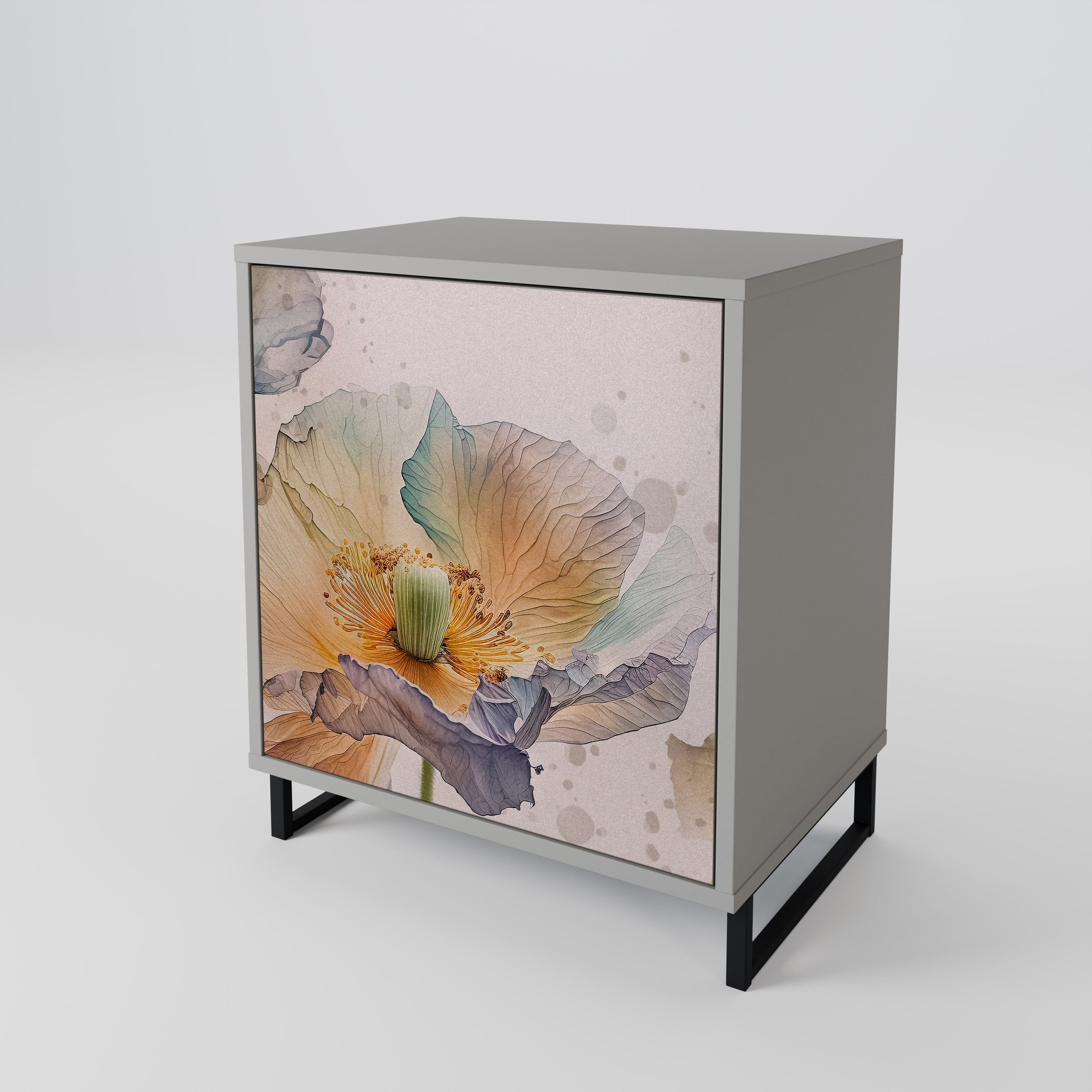 SOFTEN POPPY skänk med 1 dörr i grå finish