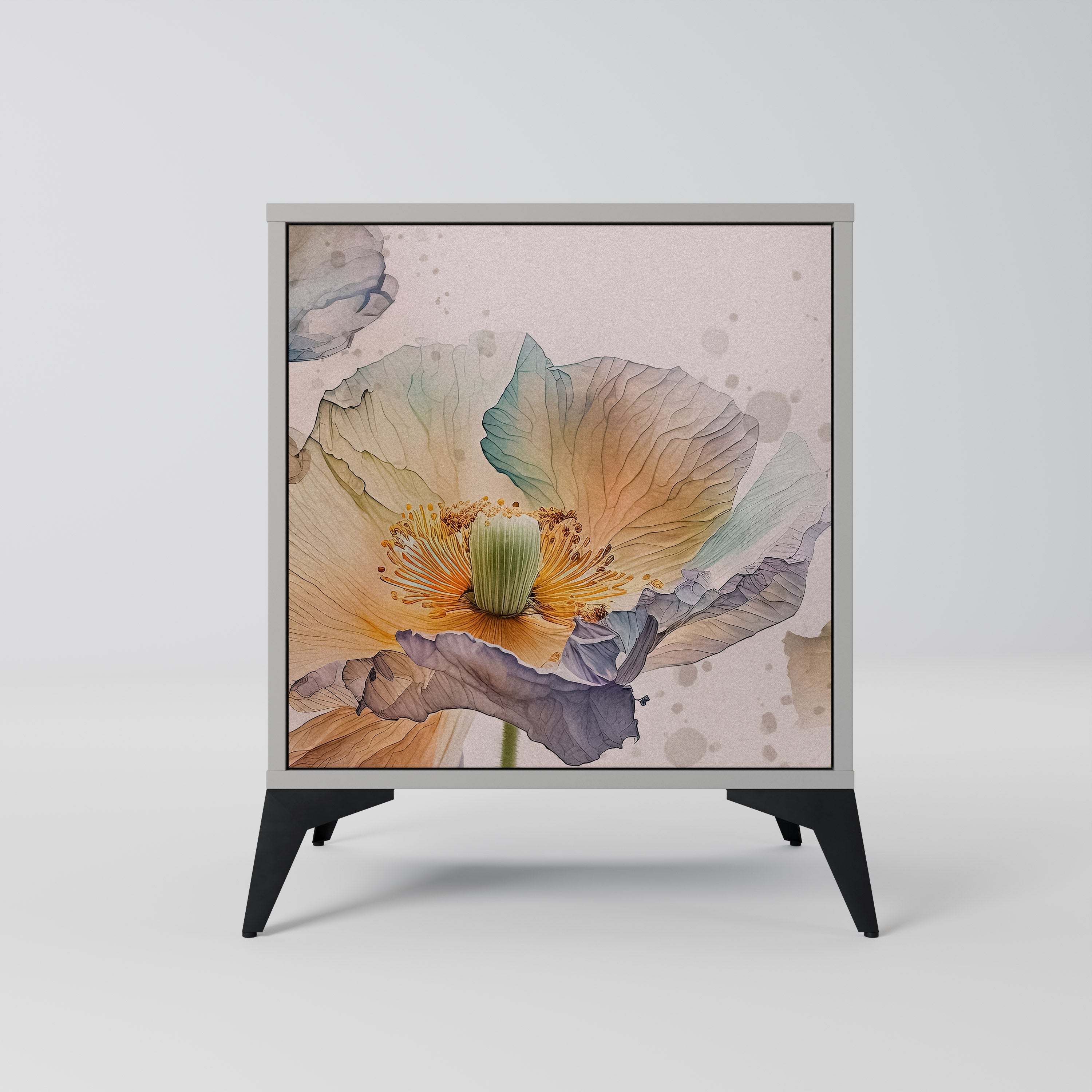 SOFTEN POPPY skänk med 1 dörr i grå finish