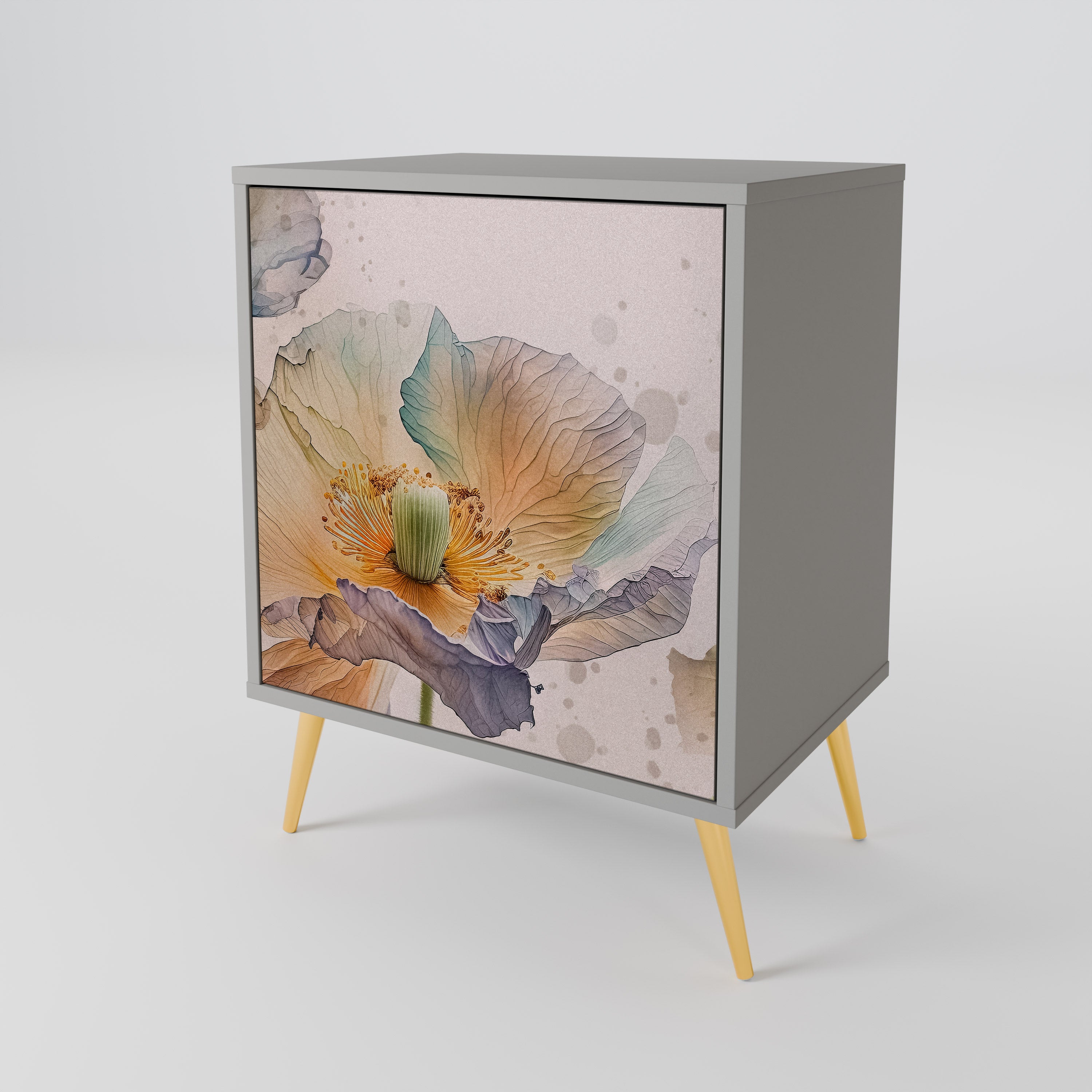 SOFTEN POPPY skänk med 1 dörr i grå finish