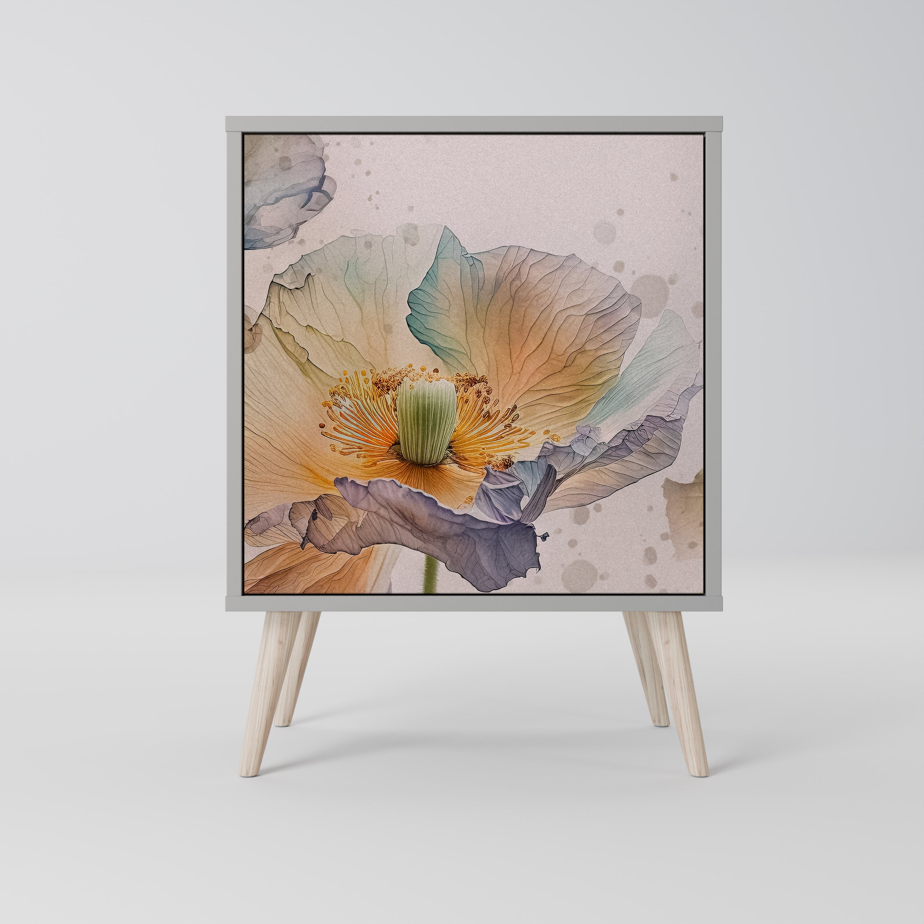 SOFTEN POPPY skänk med 1 dörr i grå finish